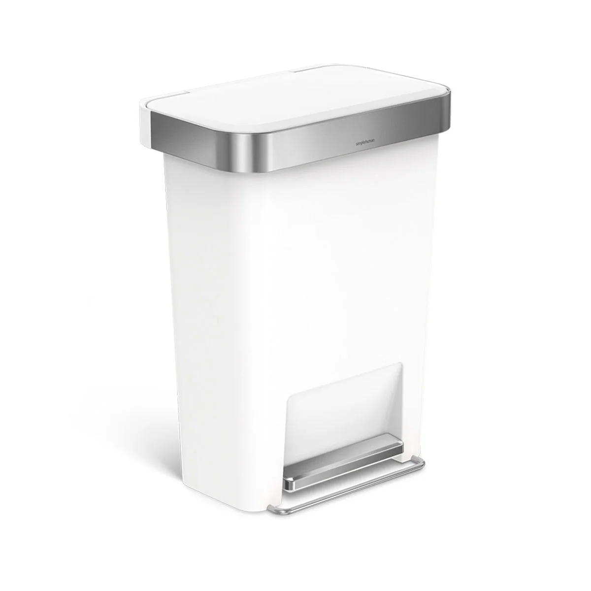 Powerful RECTANGULAR STEP CAN 45L WHITE Reusable