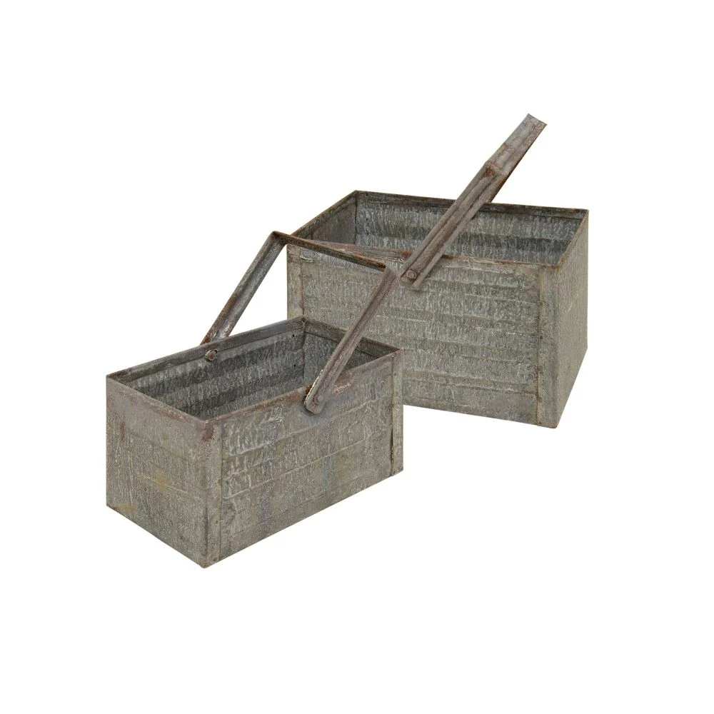 Clean Set of Two Washed Galvanized Baskets Responsible