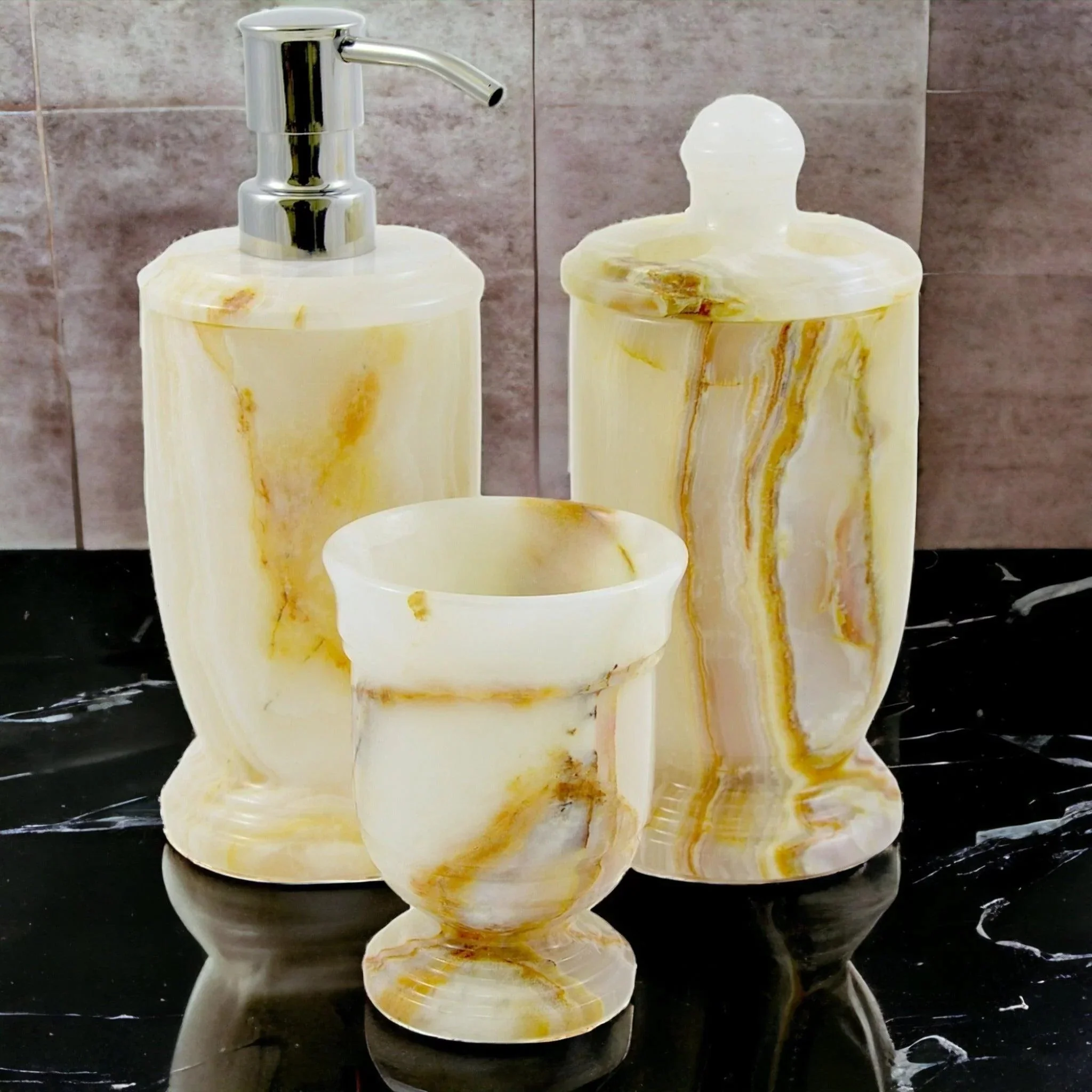 Green 3 Piece Bathroom Vanity Set – White Onyx Soft