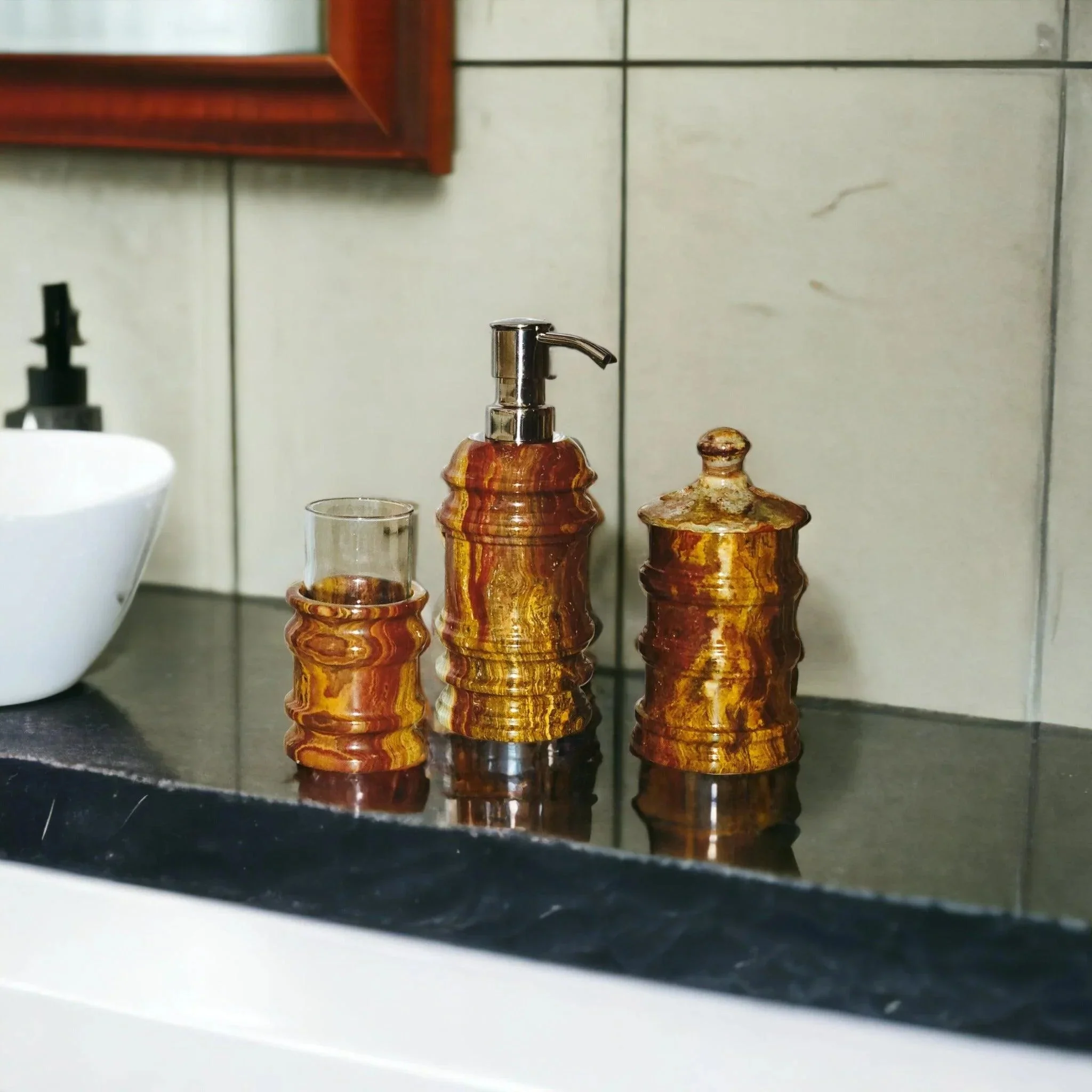 Solid 3 Piece Bathroom Set – Multi-Brown Onyx Breathable