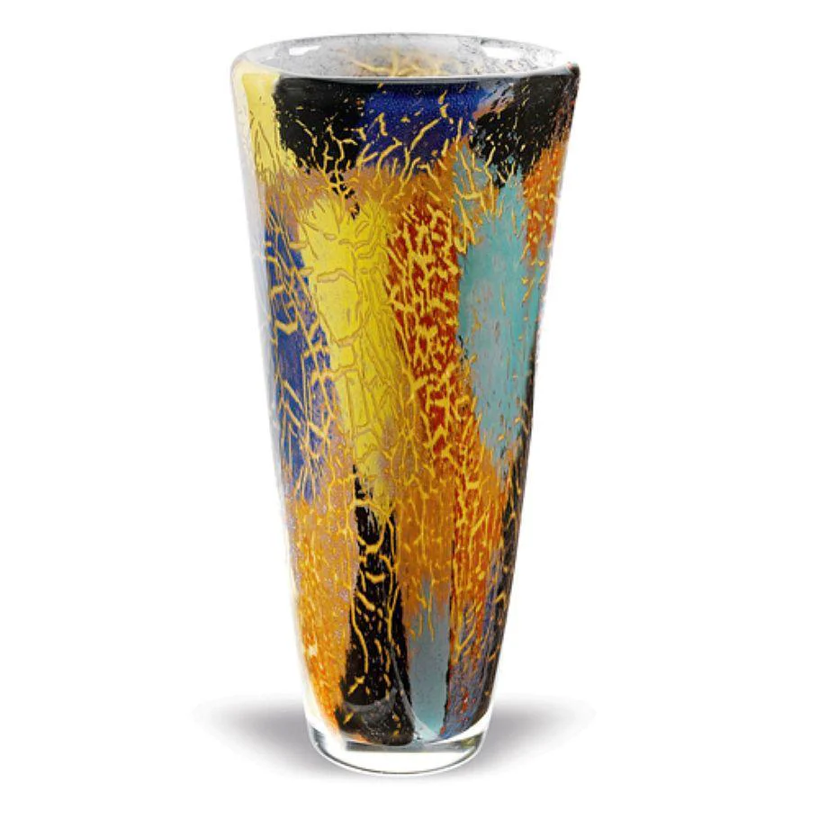 Reliable Firestorm 12 inch Murano Style Art Glass Decorative Vase Professional