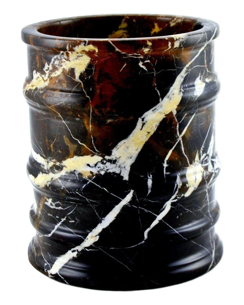 Organic Michelangelo Marble Waste Basket Bengal Collection Eco-Friendly
