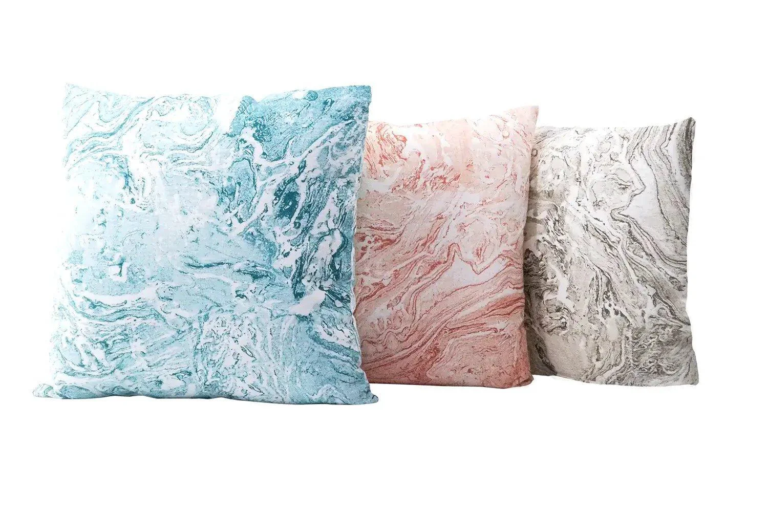 Environmentally Friendly Linen Pillow Covers in Handcrafted Marble Print Elegant