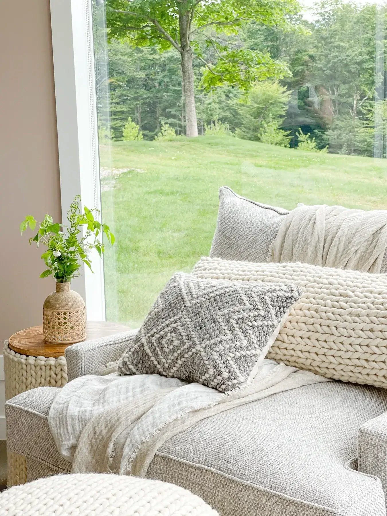 Clean Handwoven Grey Diamond Pillow Covers Premium Material