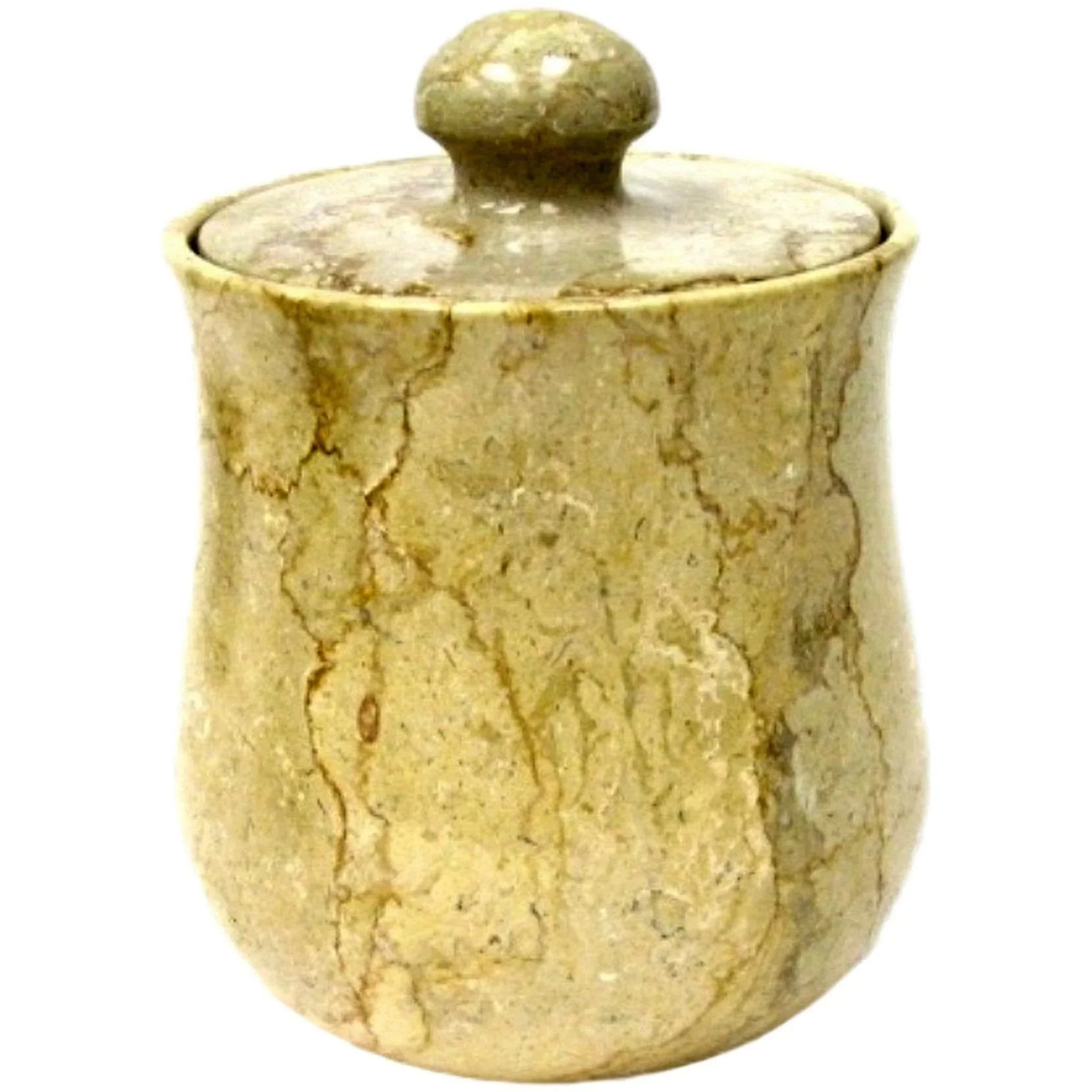 Premium Marble Canister Sahara Beige Marble 8-inch Modern Kitchen Canister Green