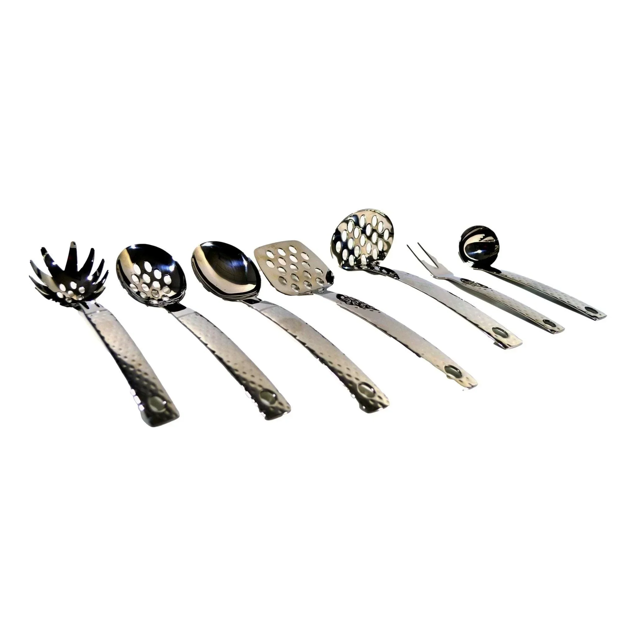 Elegant Serving Utensils Set with Hammered Design Handles Sustainable