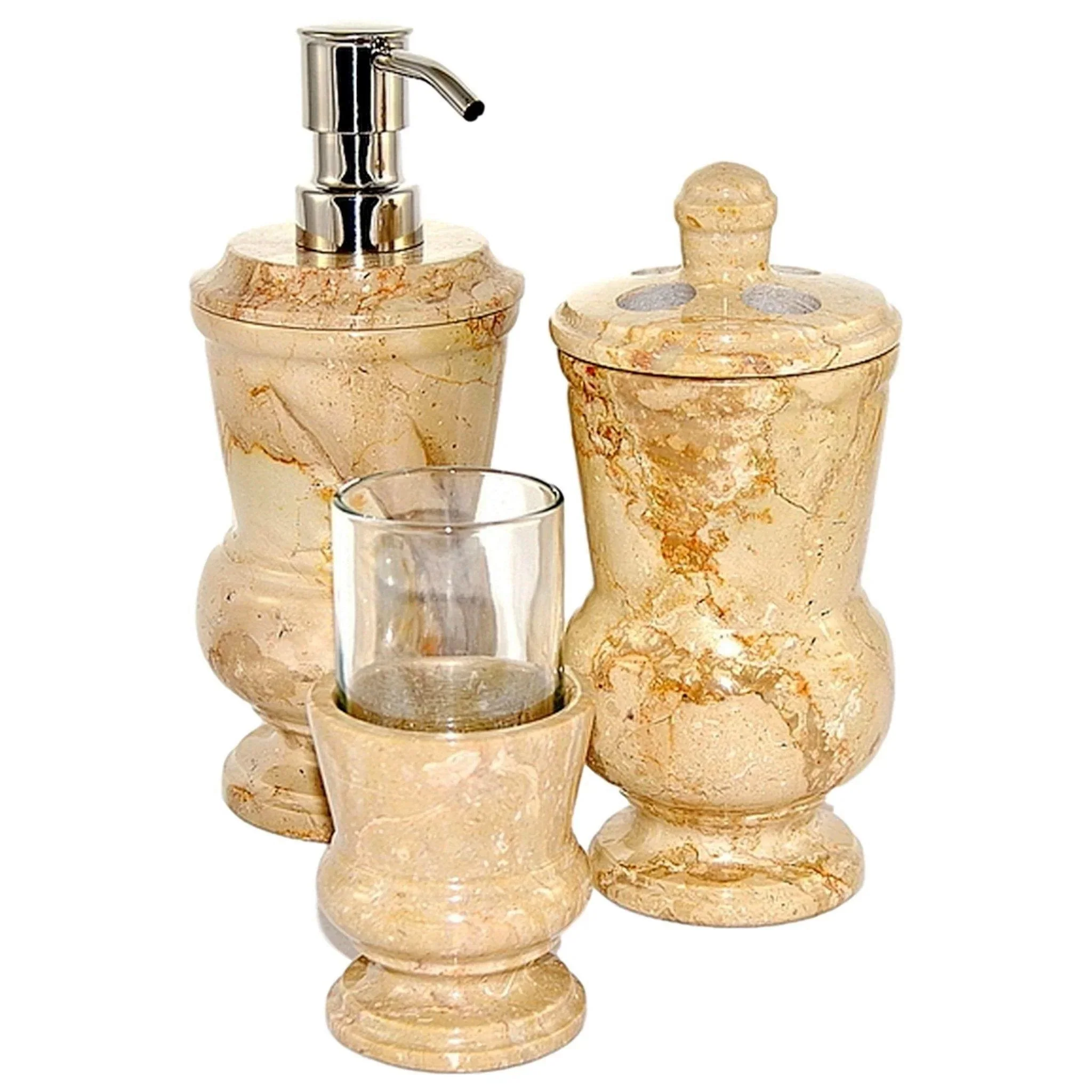 Durable Sahara Beige Marble 3-Piece Bathroom Accessory Set Specialty