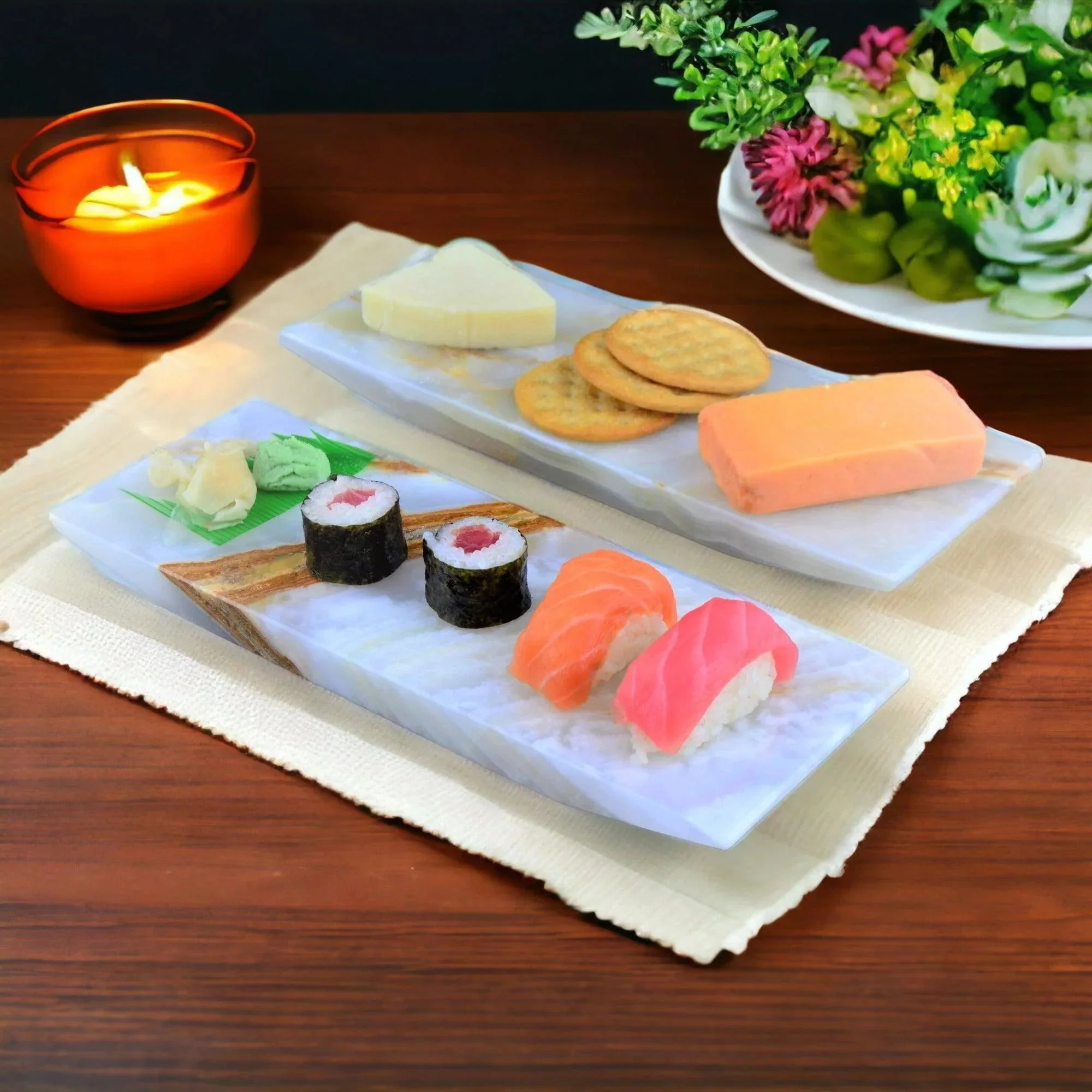 Expertly Made Elegant White Onyx Hors D 39 oeuvres Serving Trays Functional