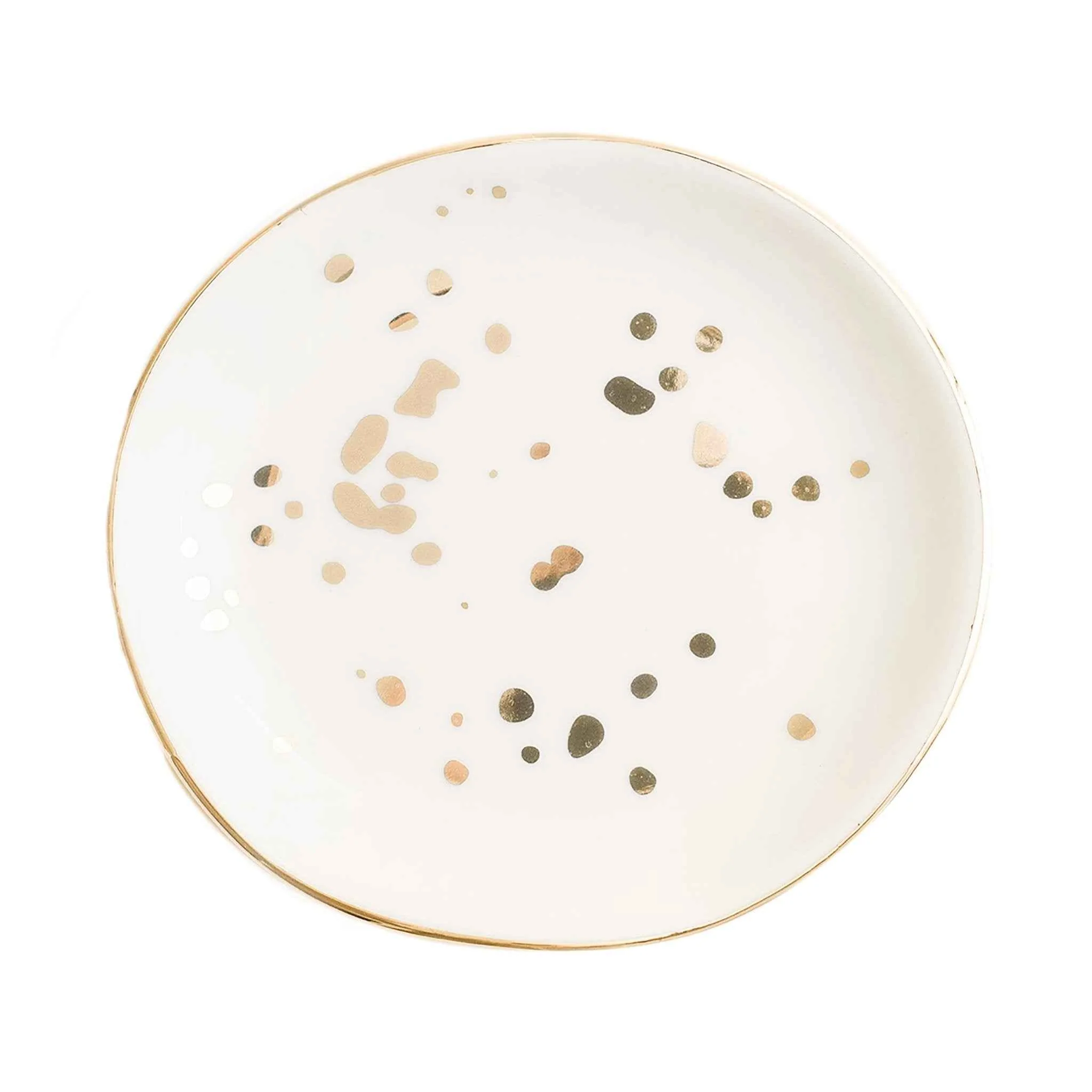 Carefully Designed Gold Speckled Jewelry Dish Traditional