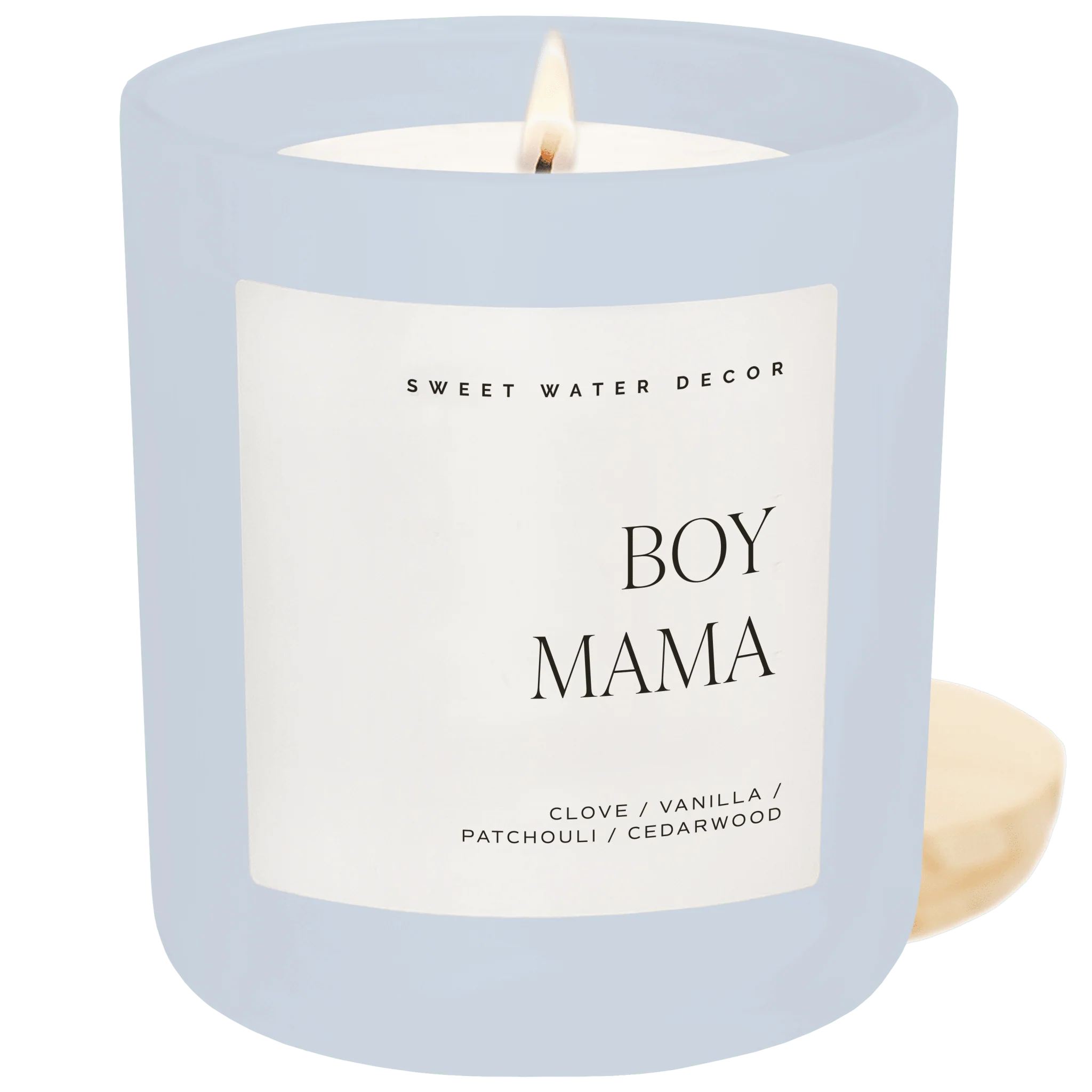 Original Design Boy Mama Soy Candle – Blue Matte Jar – 15 oz Palo Santo Patchouli High-End