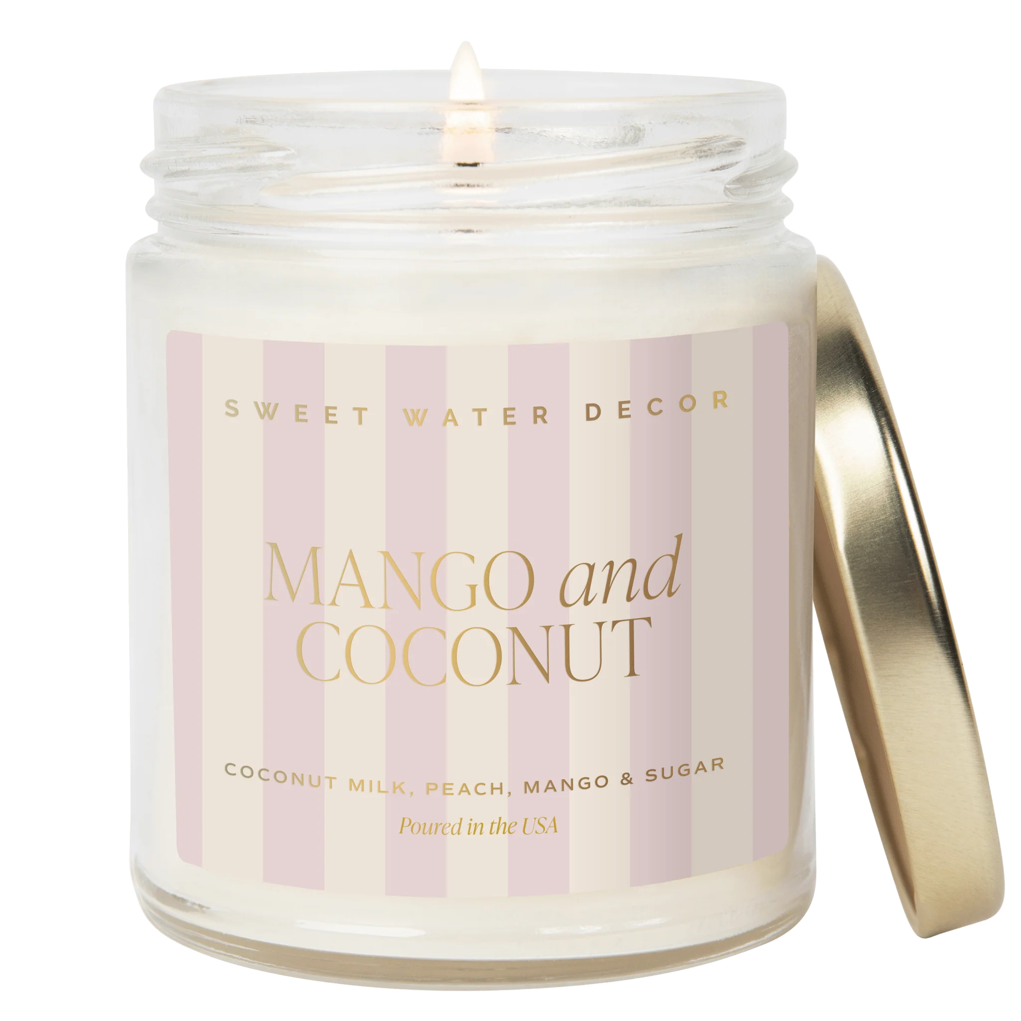 Convenient Mango and Coconut Soy Patterned Candle – Clear Jar – 9 oz Sustainable