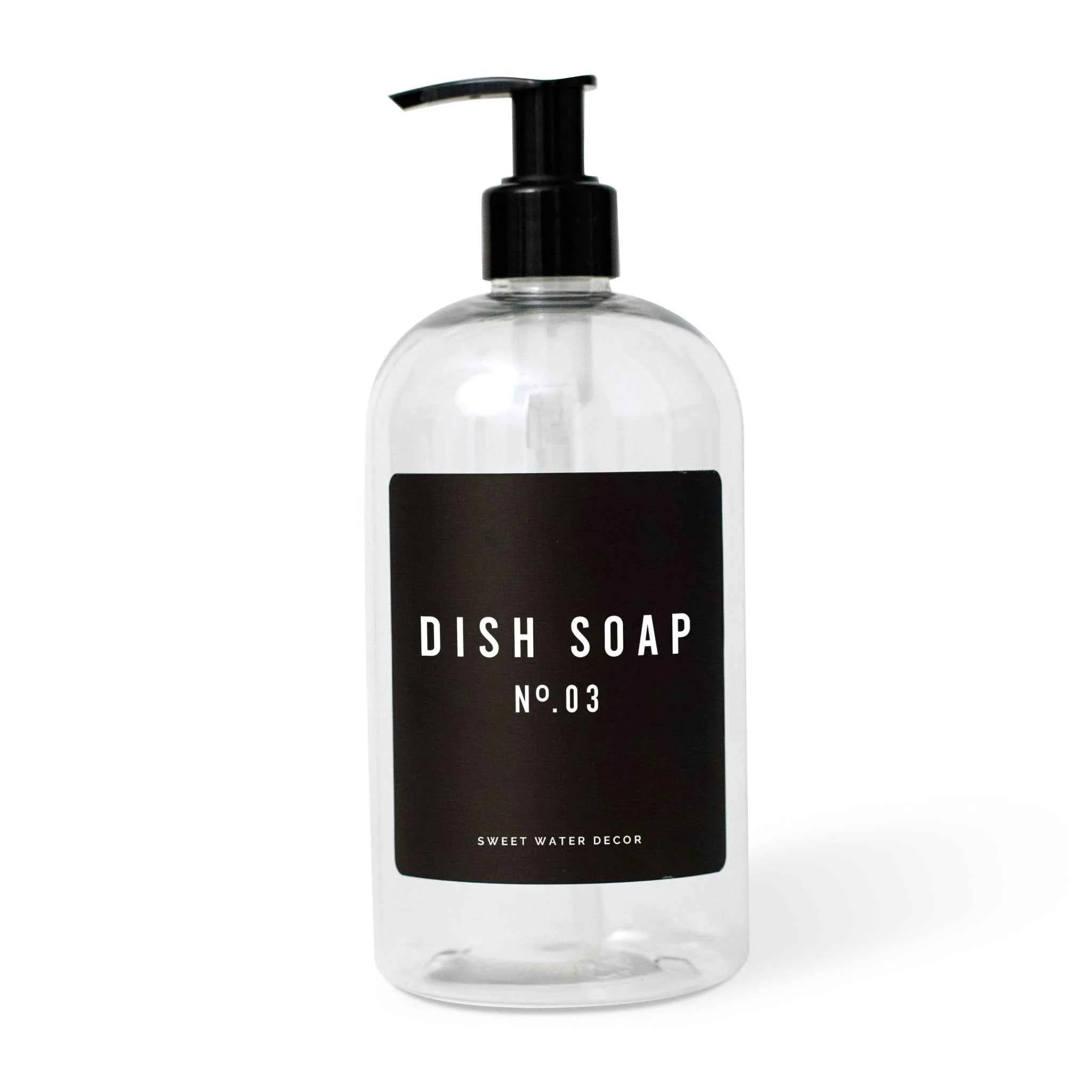 Solid 16oz Clear Plastic Dish Soap Dispenser – Black Label Prestigious
