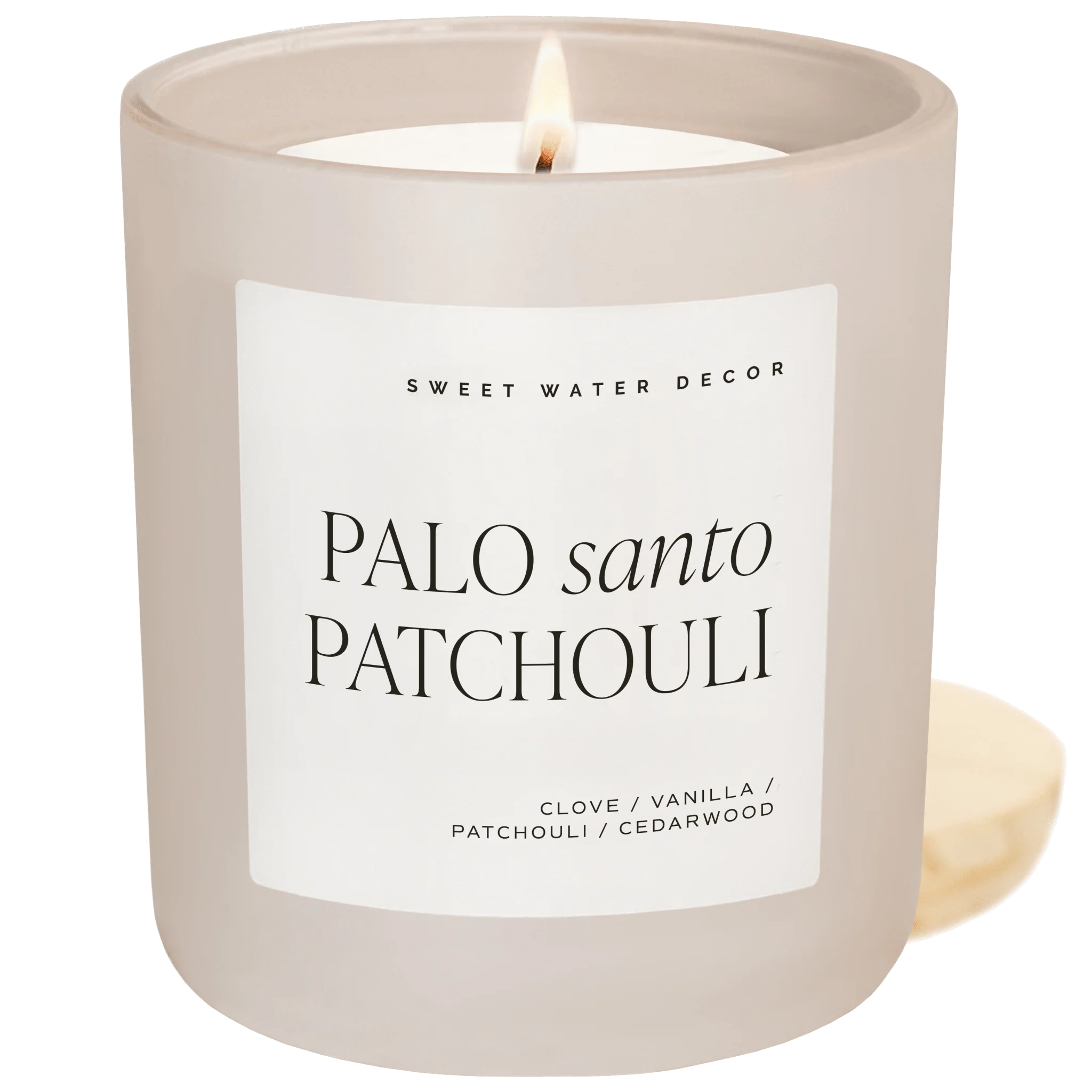 Detailed Palo Santo Patchouli Soy Candle – Tan Matte Jar – 15 oz Fine