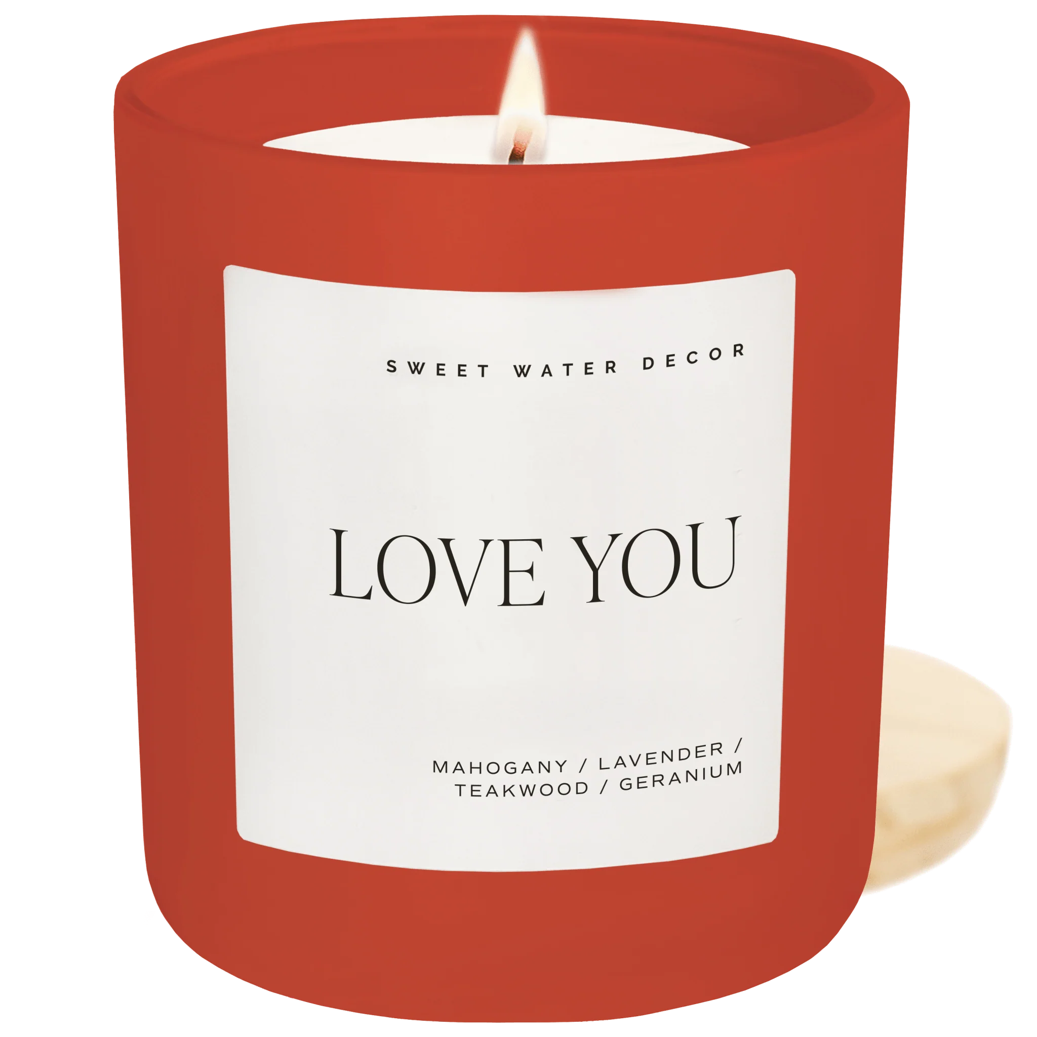 Smart Love You Soy Candle – Red Matte Jar – 15 oz Driftwood and Mahogany Top-Quality
