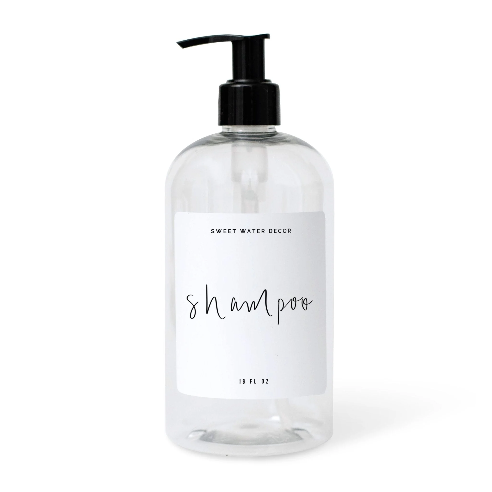 Detailed 16oz Clear Plastic Shampoo Dispenser- White Label Casual