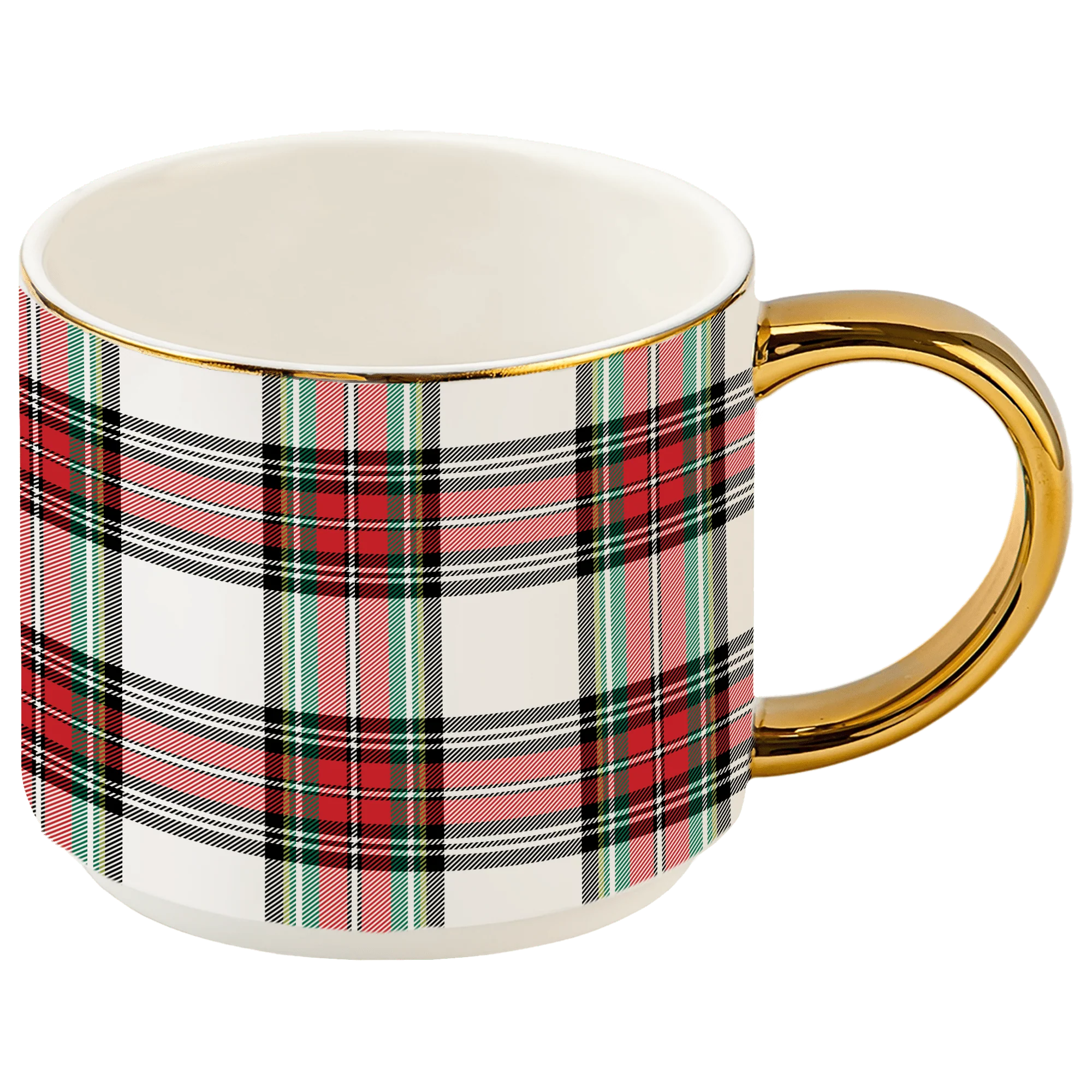 Smart White Plaid 14 oz Gold Handle Coffee Mug Responsible