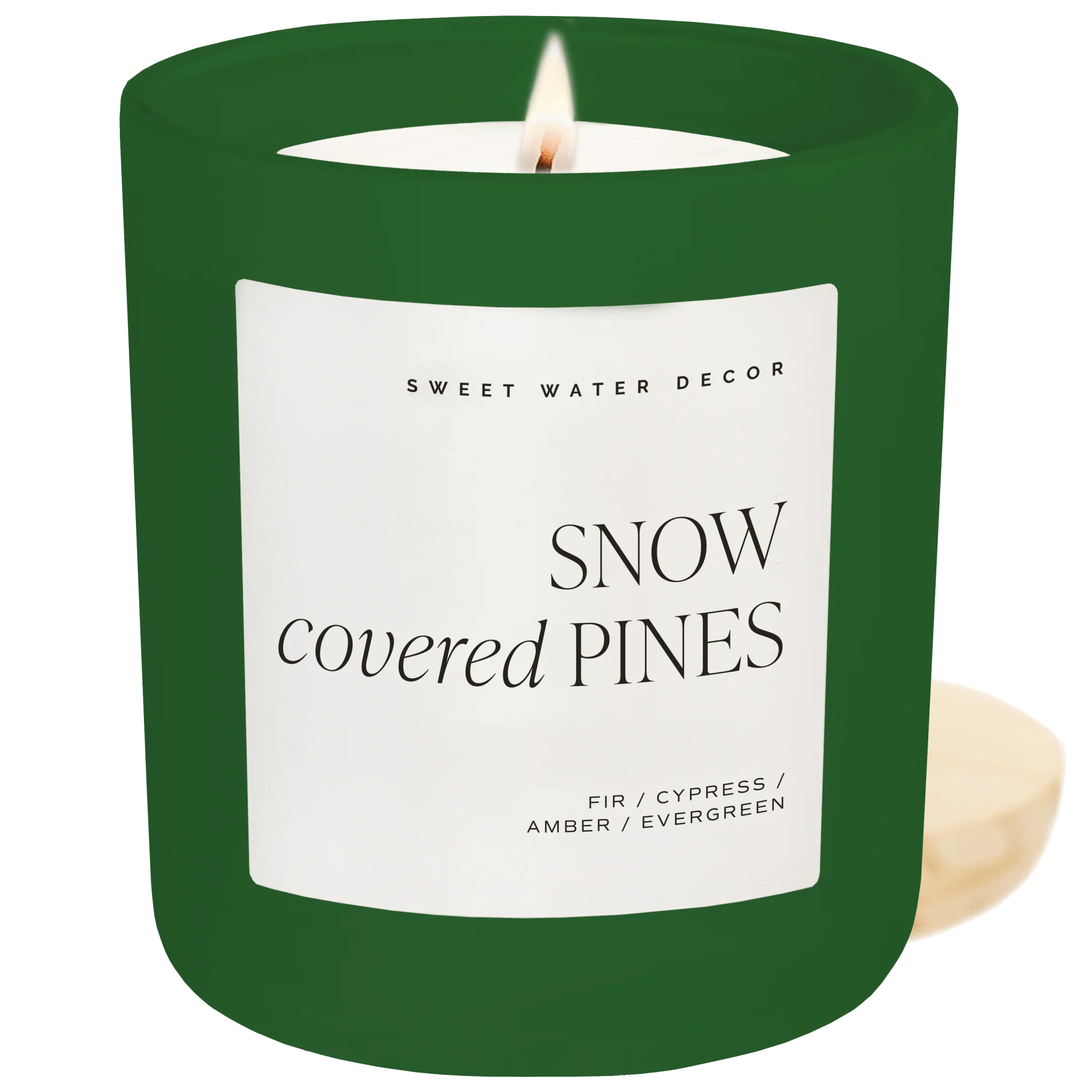 Minimalist Snow Covered Pines Soy Candle – Green Matte Jar – 15 oz Fraser Fir Exclusive