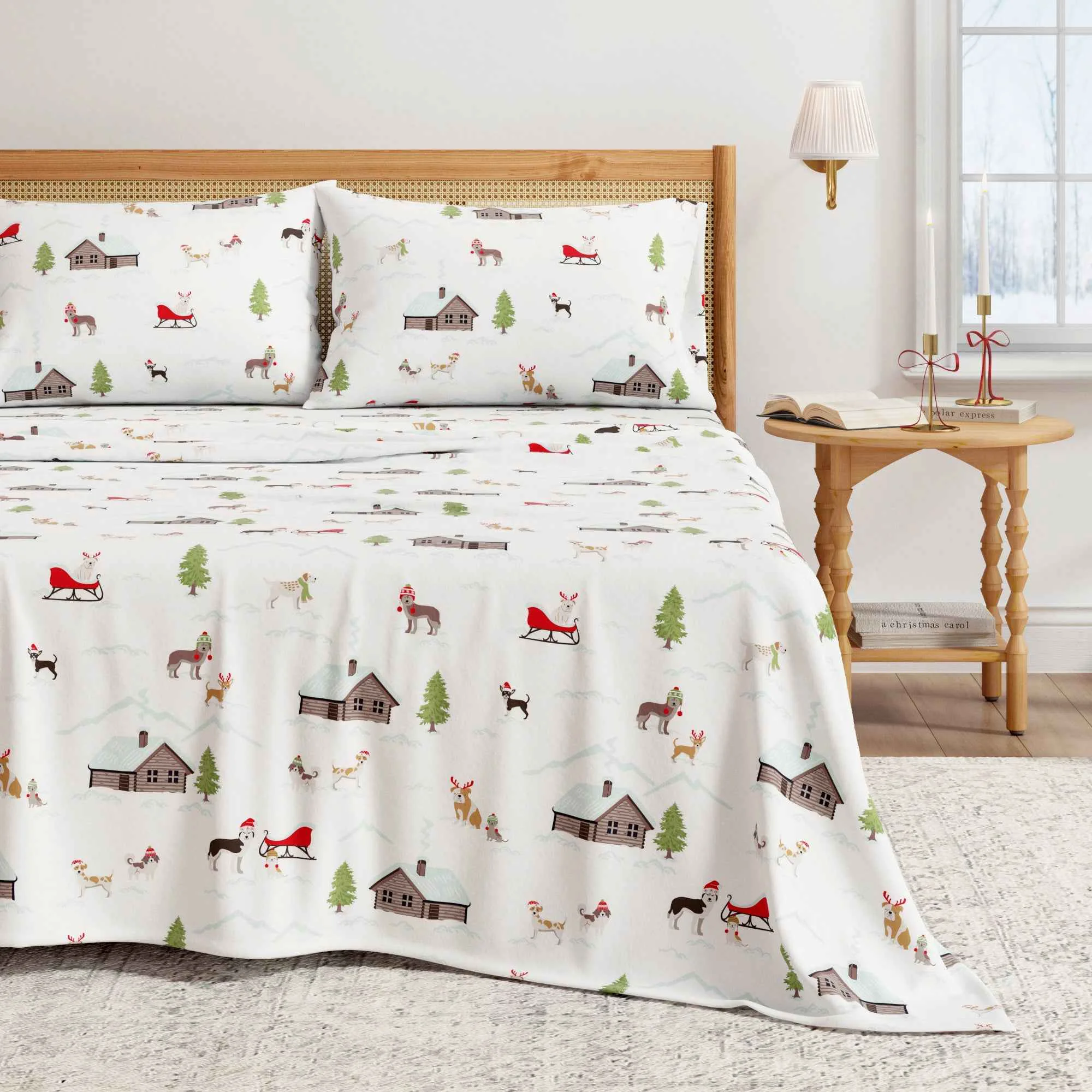 Quality 4-Piece Turkish Cotton Christmas Flannel Sheet – Whittaker Collection Trusted
