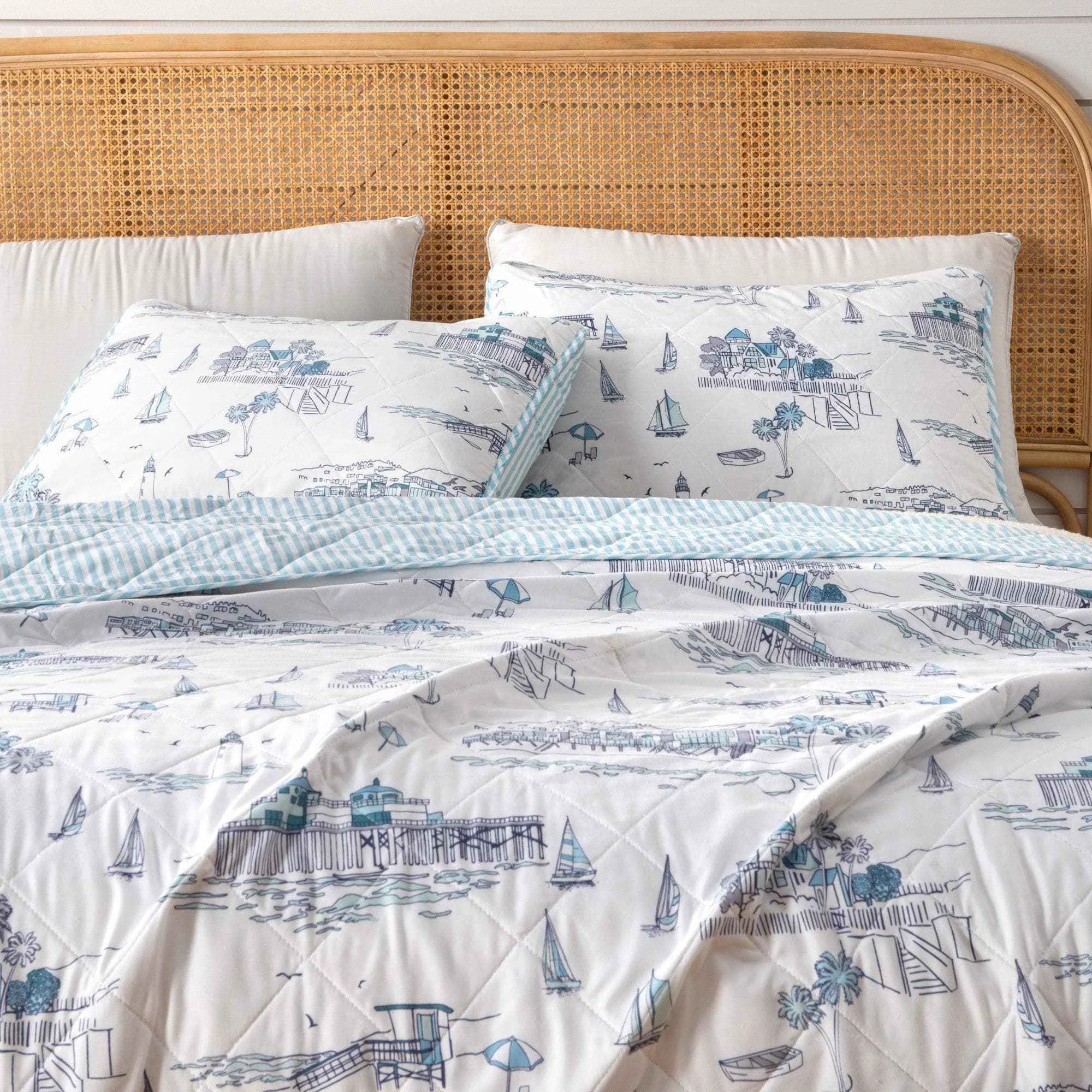 Safe 3-Piece Coastal Toile Quilt Set – Cape Elizabeth Collection Consistent