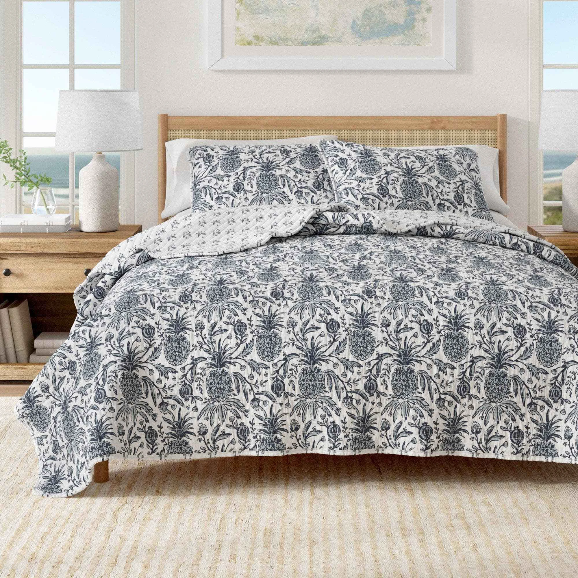 Official Coastal Printed Cotton Quilt Set – Bernice Collection Functional