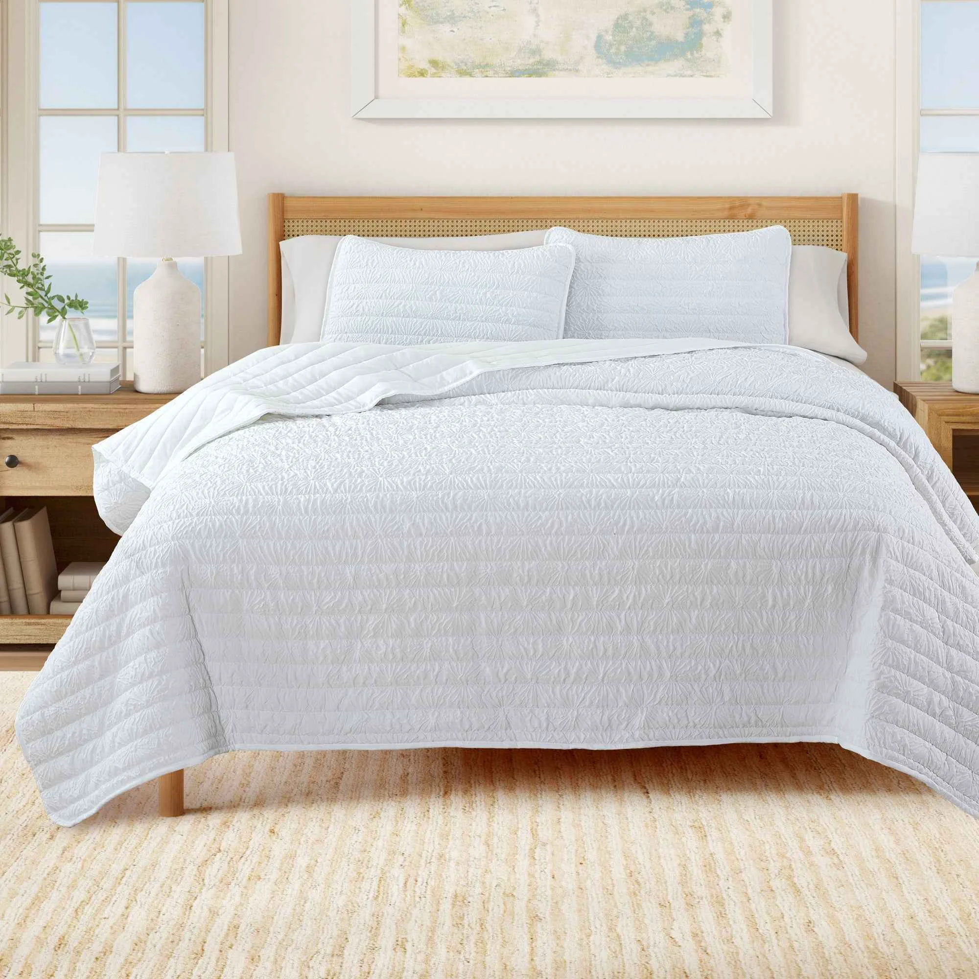Unique Floral Embossed Quilt Set – Floral Microsculpt Collection Luxury