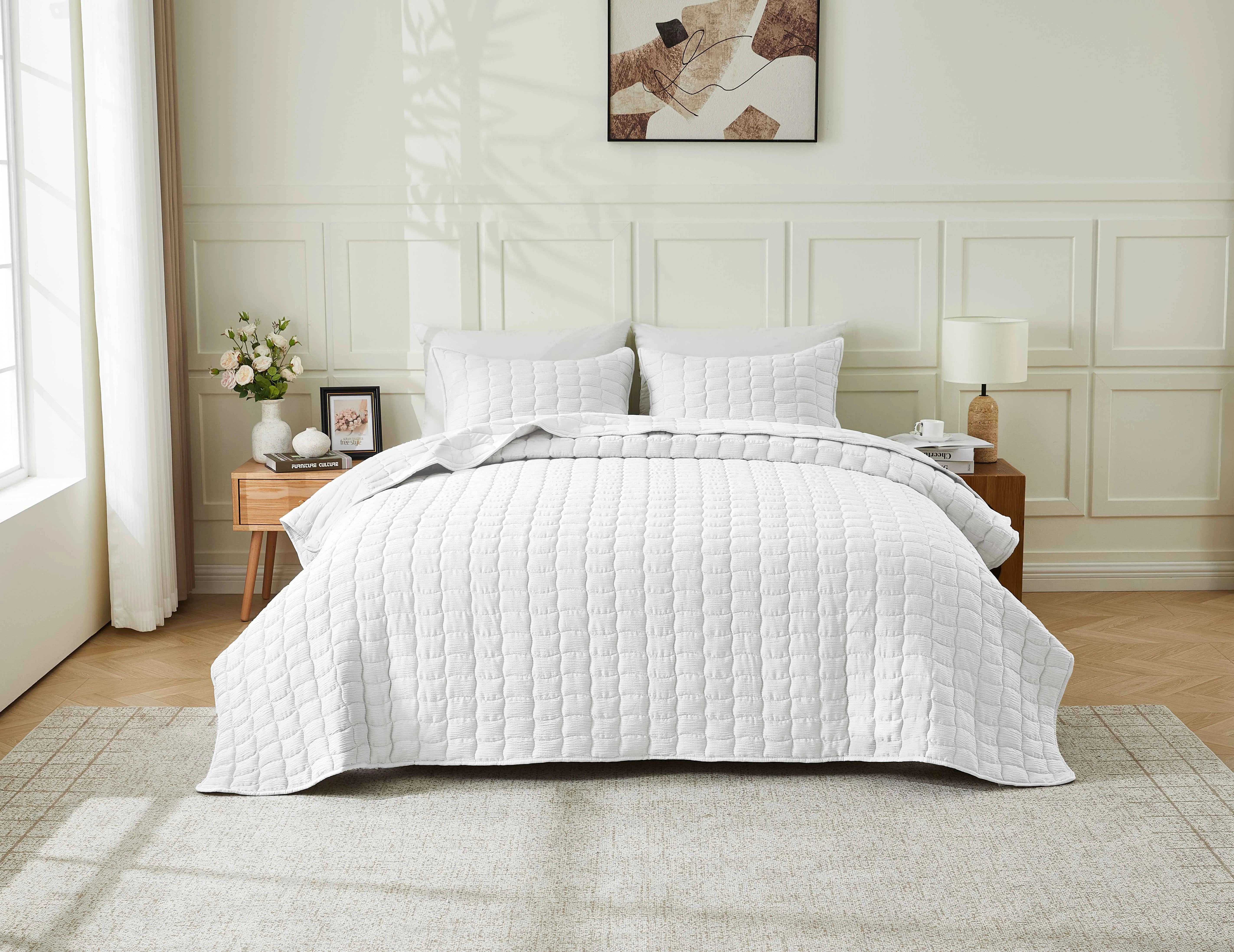 Selected Gauze-Inspired Texture Quilt Set – Wave Stitch Collection High-Performance