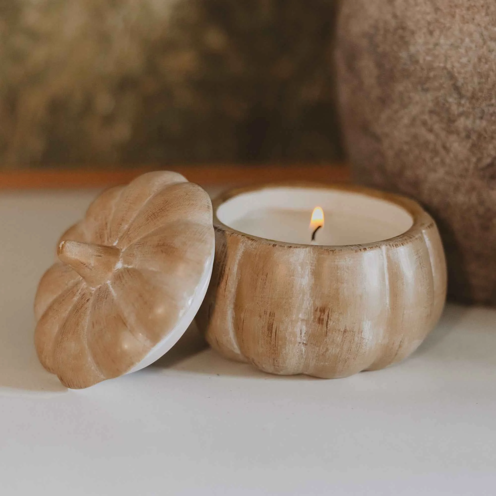Reusable Pumpkin Spice Soy Candle – Ceramic Pumpkin Jar – 8 oz Lightweight