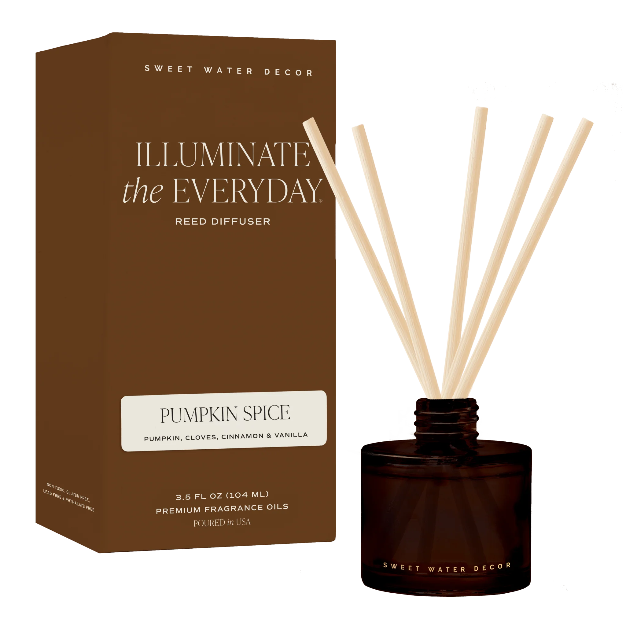 Expertly Made Pumpkin Spice Amber Tinted Glass Jar Reed Diffuser Organic