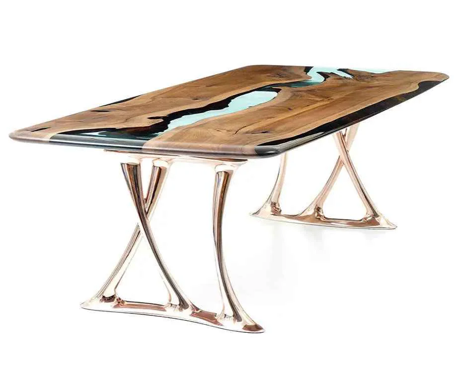 Practical Custom Epoxy Resin Dining Room Table Osso Dining Table Durable