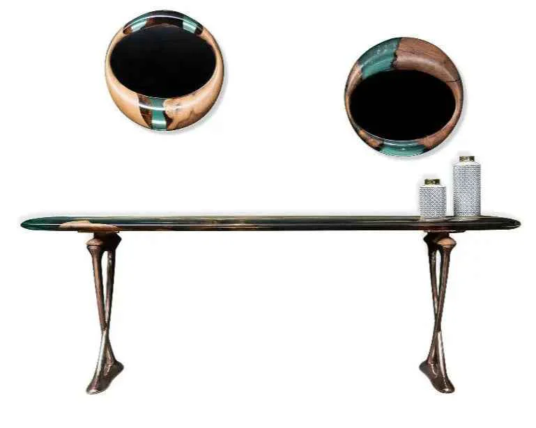 Consistent Resin Console Table- Foyer Table- Entryway Table without mirrors Osso Collection Original