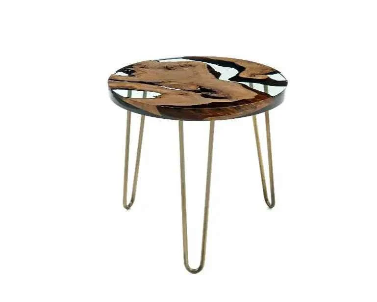 Durable Round Side – End – Accent Table with Straight Edge Voronoi Premium Material