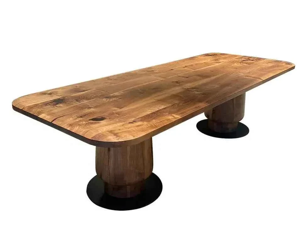 Certified Solid Walnut Wood Edge Glued Dining Table With Wooden Tulip Legs Optimized