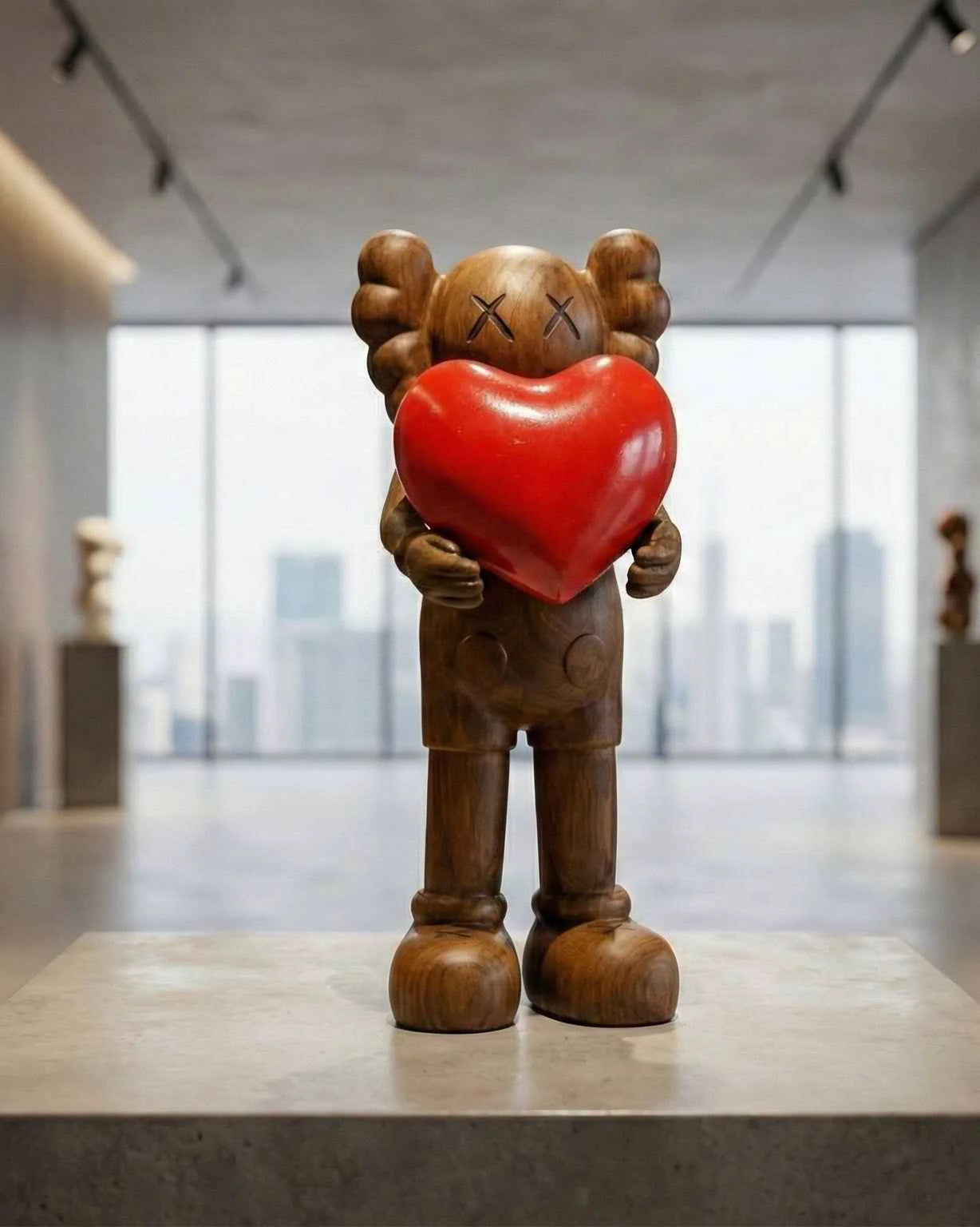 Premium Handcrafted Wooden Art Figure with Heart Environmentally Friendly