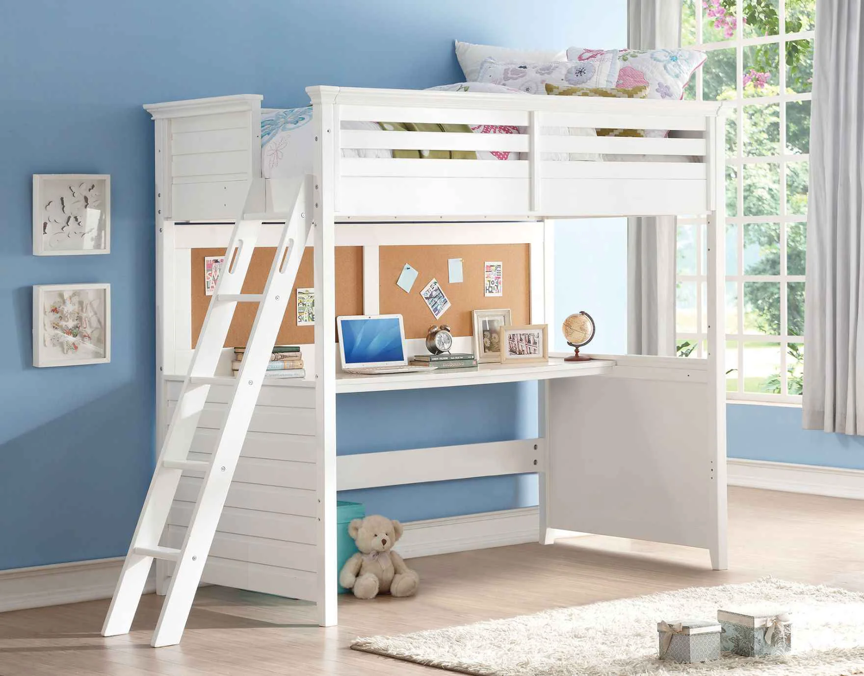 Original Lacey – Twin Loft Bed With Desk – White Unique