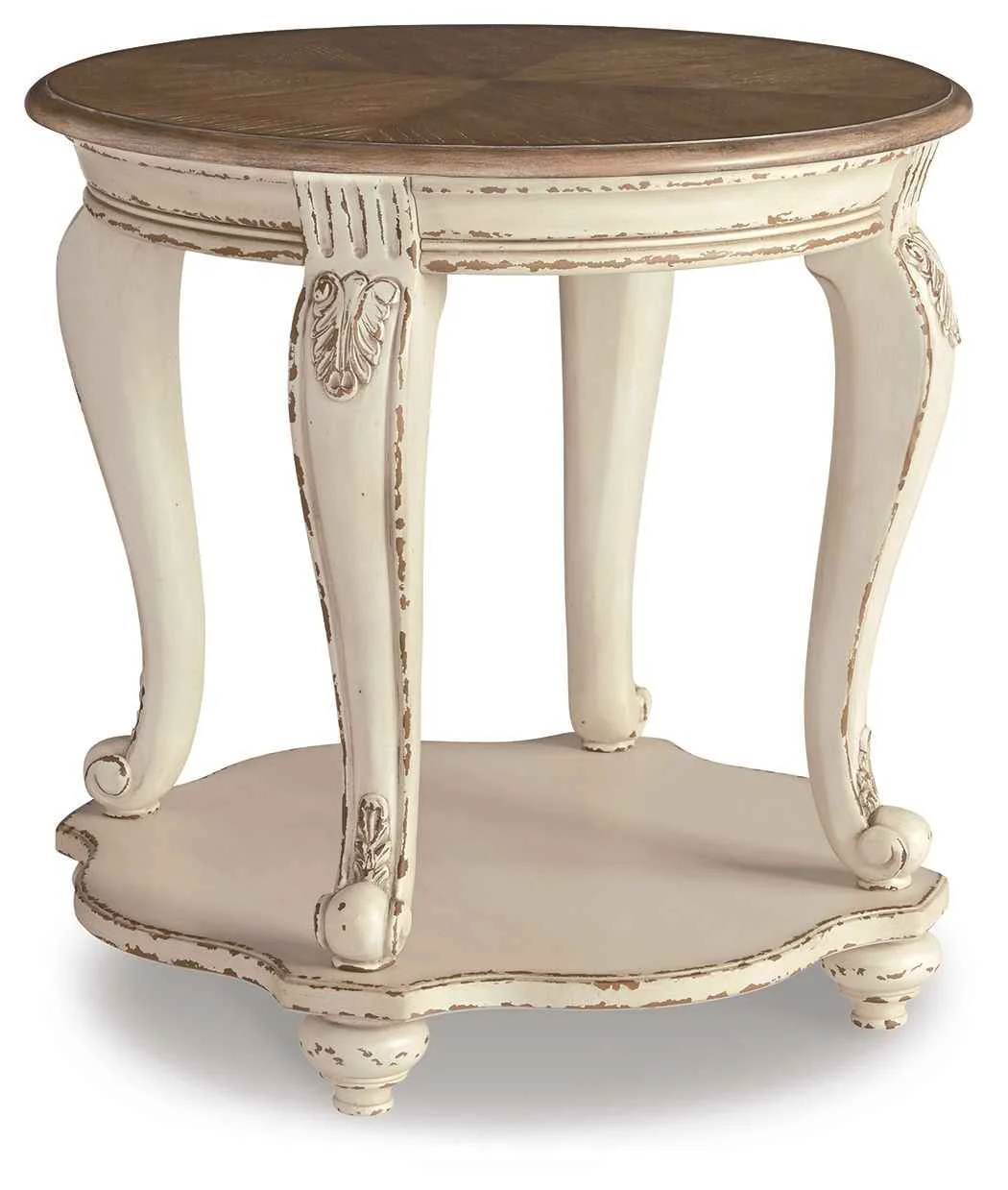 Smart yn – Round End Table – White Brown Green
