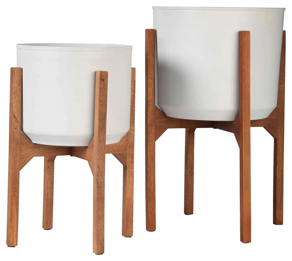 Durable Dorcey – Planter Set Set of 2 – White Brown High-Grade
