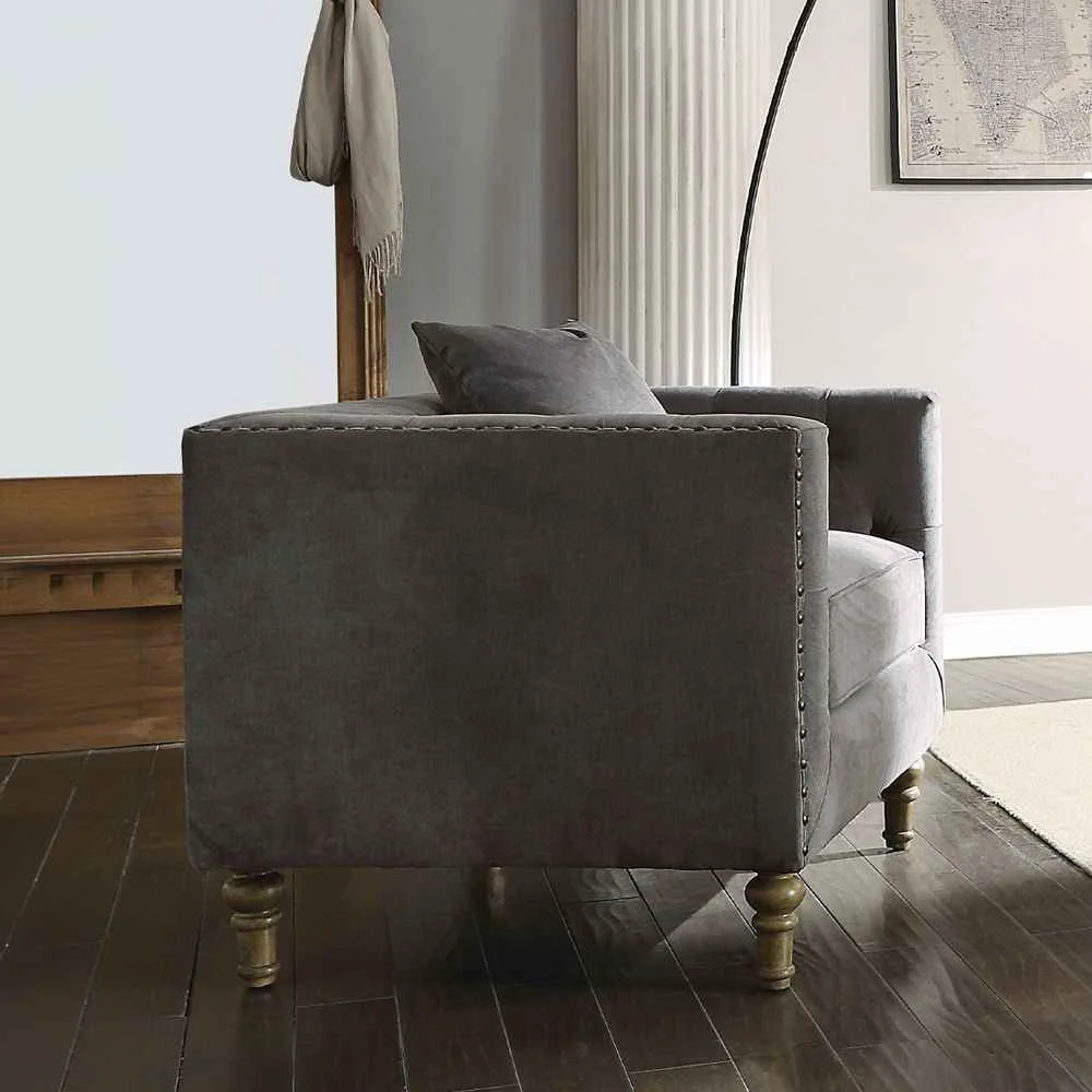 Reusable Sidonia – Chair With Pillow – Gray Velvet Recyclable