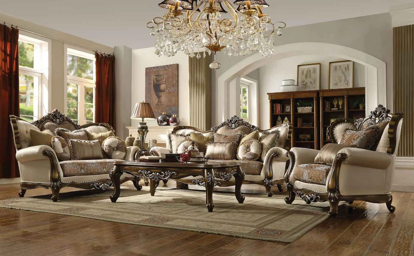 Responsible Latisha – Sofa With 8 Pillows Same Lv01576 – Tan Pattern Fabric amp Antique Oak Contemporary