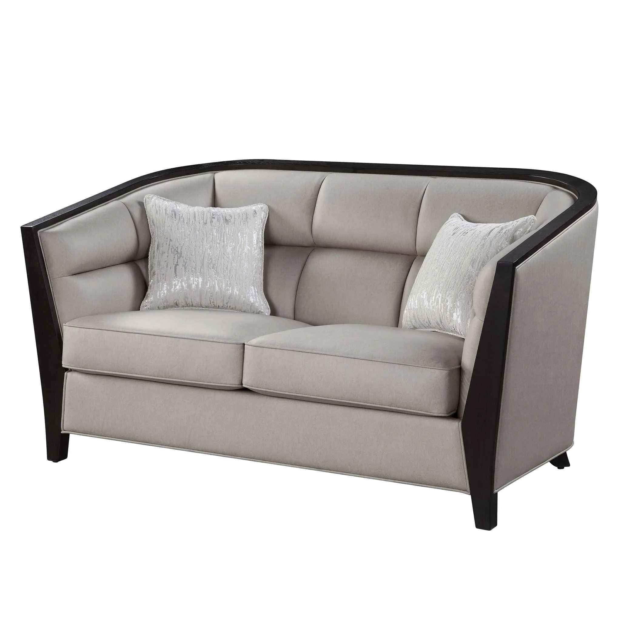 Authentic Zemocryss – Loveseat With 2 Pillows – Beige Fabric Enhanced