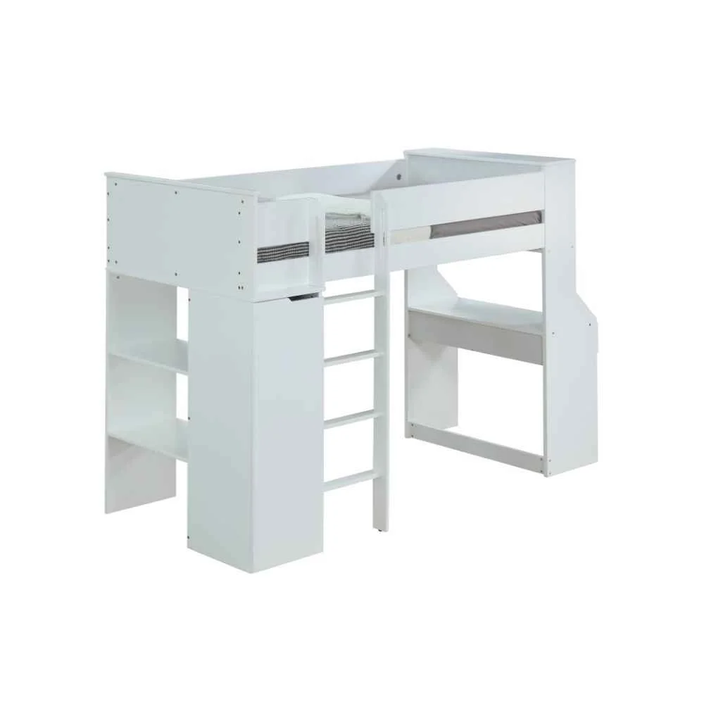 Fine Crafted Ragna – Twin Loft Bed With Desk amp Wardrobe – White Responsible