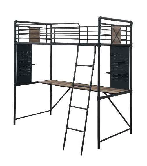 Effective Cordelia – Twin Loft Bed With Desk – Antique Oak Sandy Black amp Dark Bronze Hand-Brushed Genuine