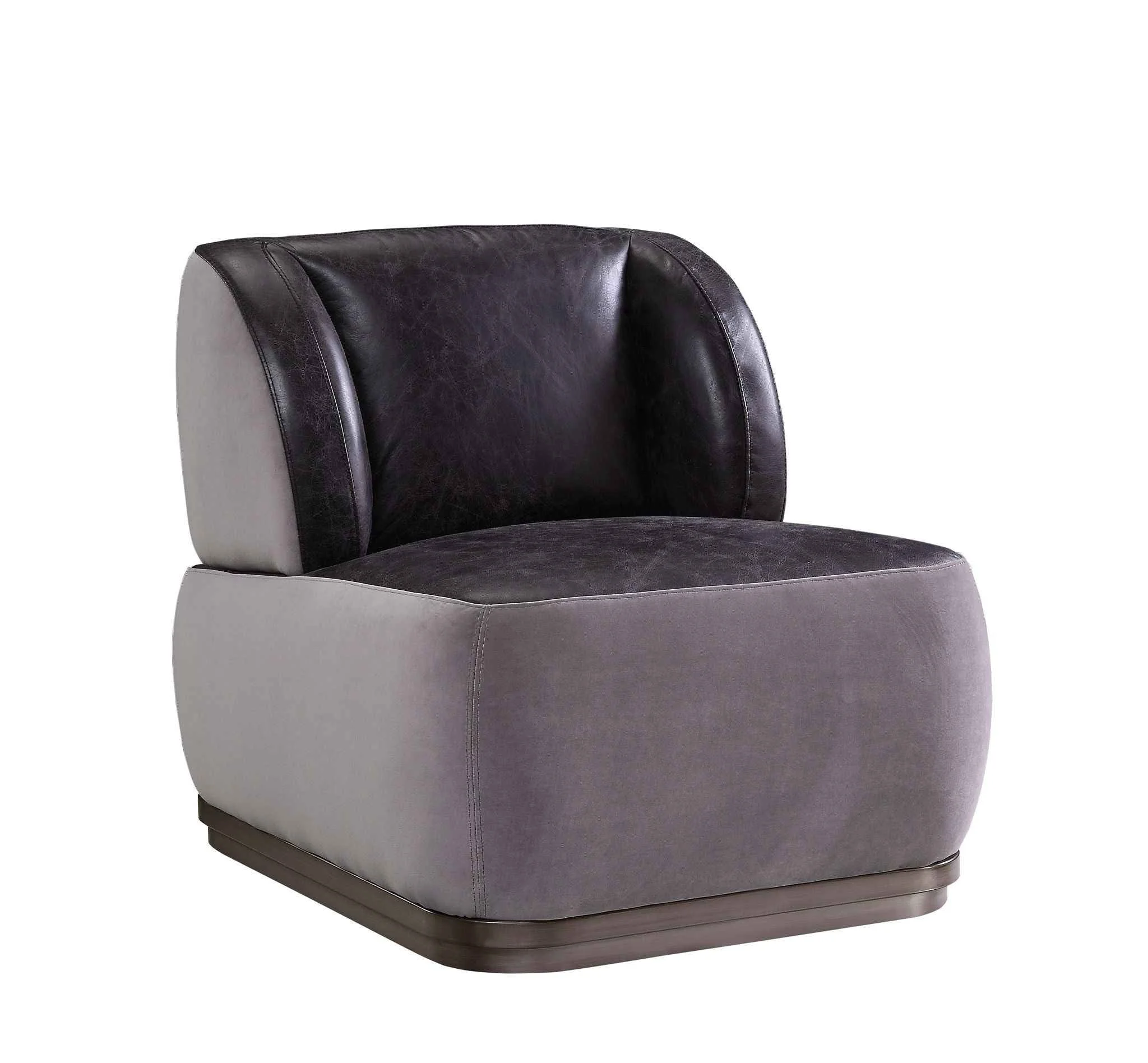 Responsible Decapree – Accent Chair – Antique Slate Top Grain Leather amp Gray Velvet Environmentally Friendly