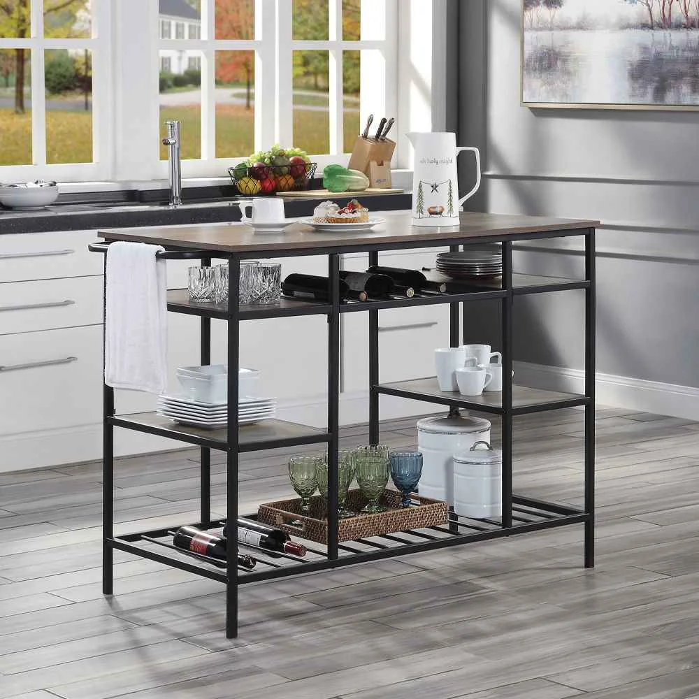Excellent Lona – Kitchen Island – Rustic Oak amp Black Prestigious