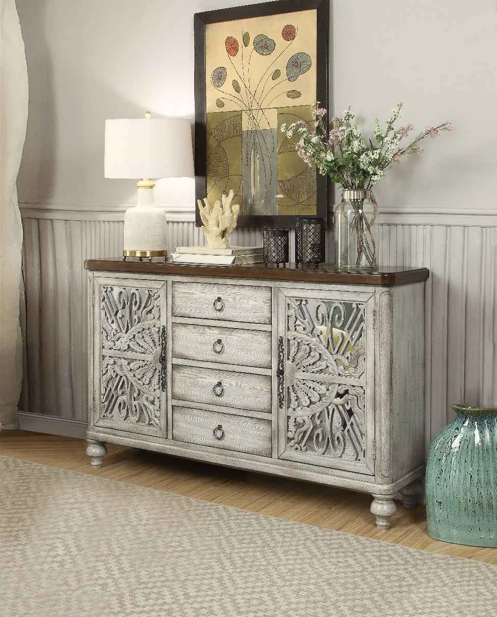 Pure Vermont – Console Cabinet – Antique White Certified