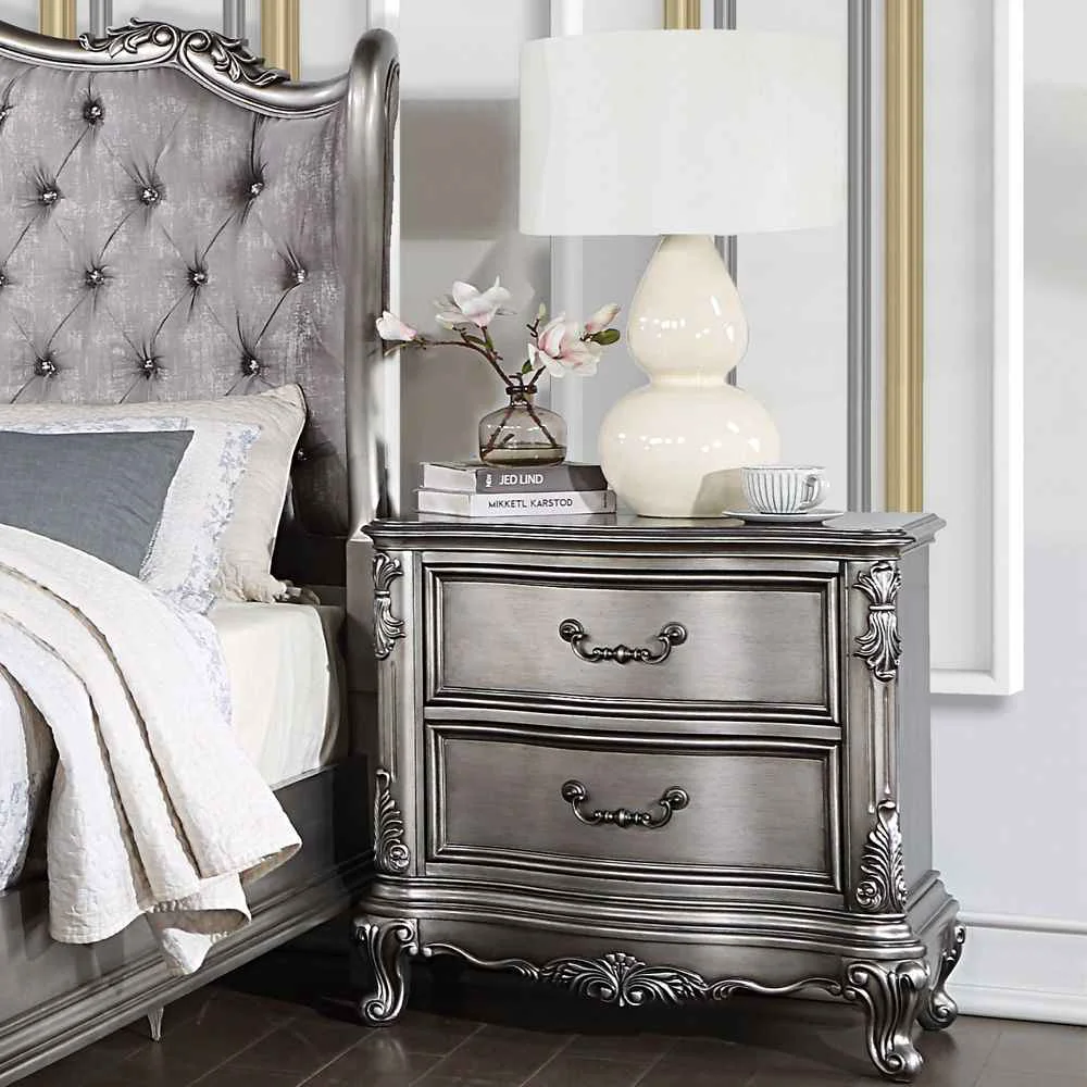 Exceptional Ariadne – Nightstand – Antique Platinum Smooth