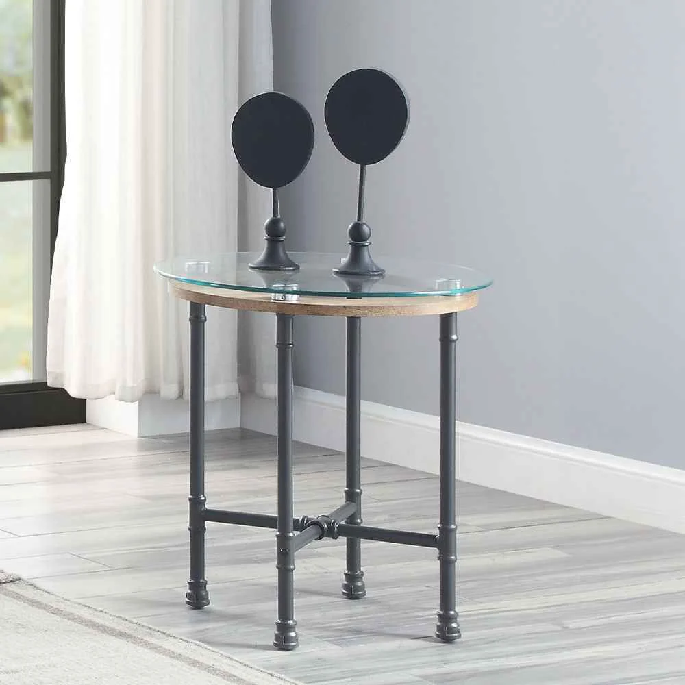 Trendy Brantley – End Table – Clear Glass amp Sandy Gray Original