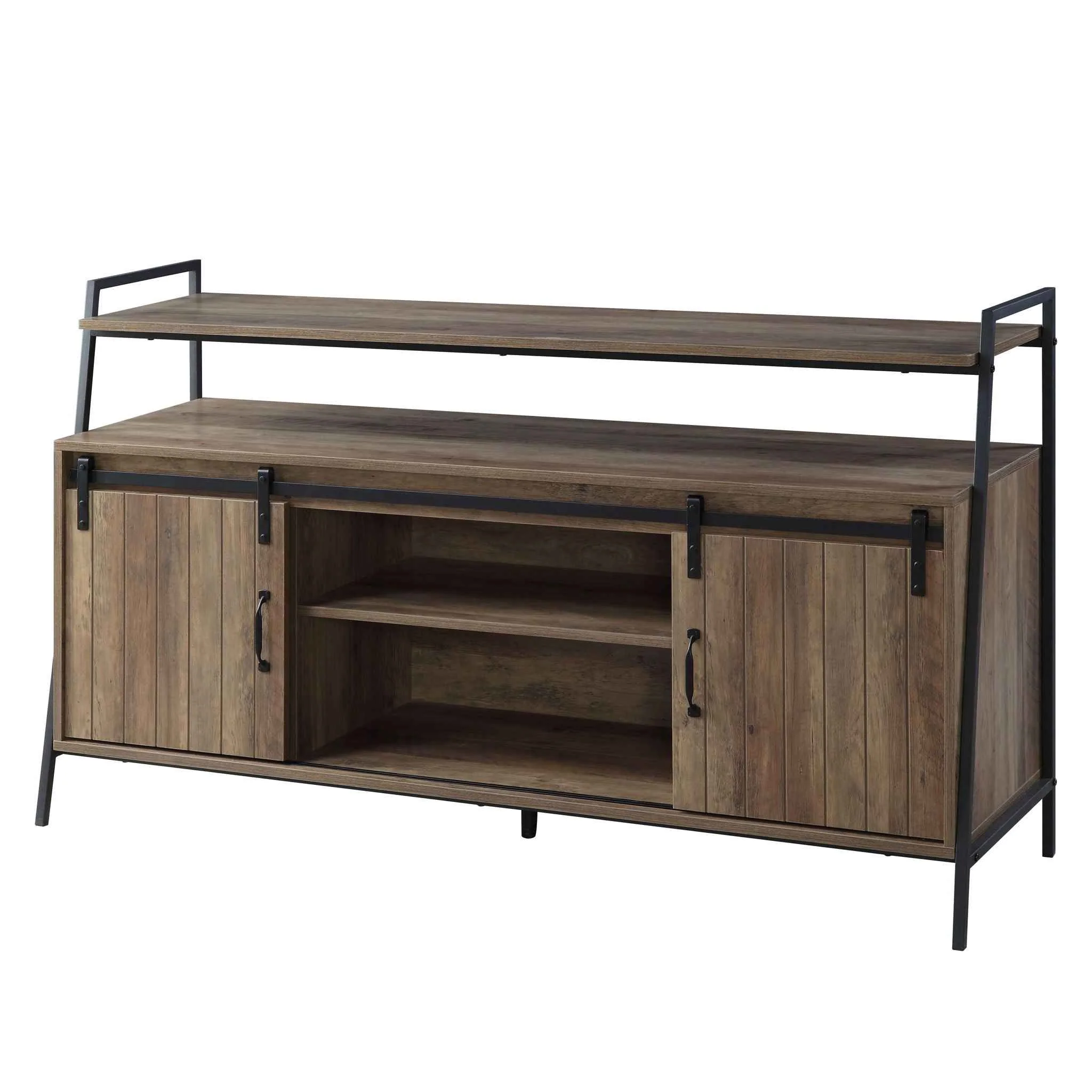 Relaxed Rashawn – TV Stand – Rustic Oak amp Black Powerful
