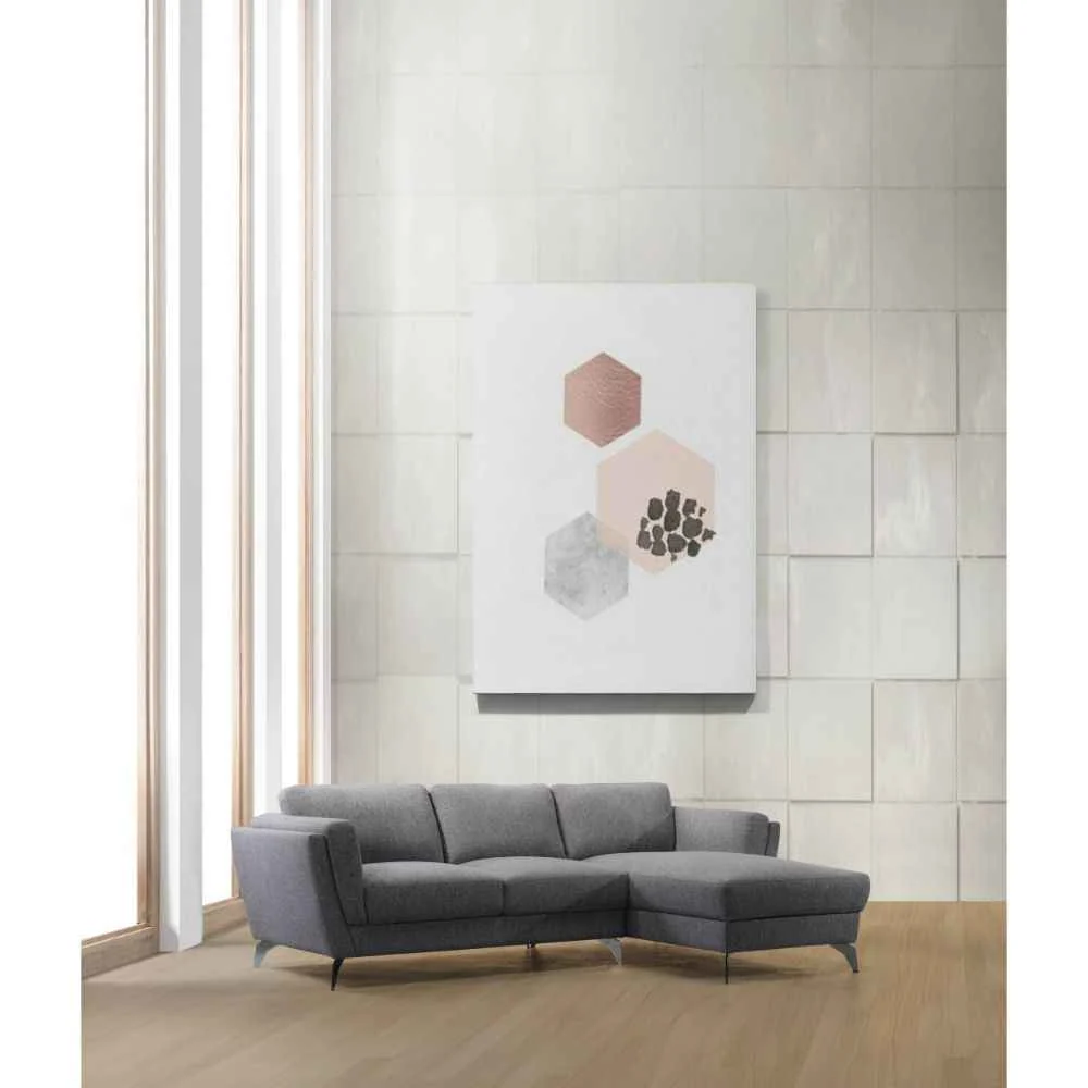 Traditional Beckett – Sectional Sofa – Gray Fabric Casual