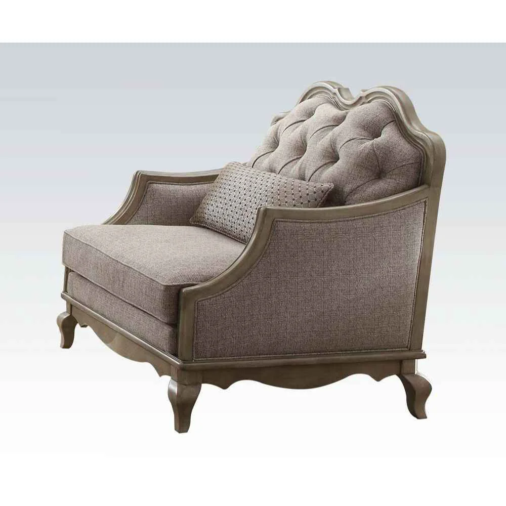Soft Chelmsford – Chair With Pillow – Beige Fabric amp Antique Taupe Natural