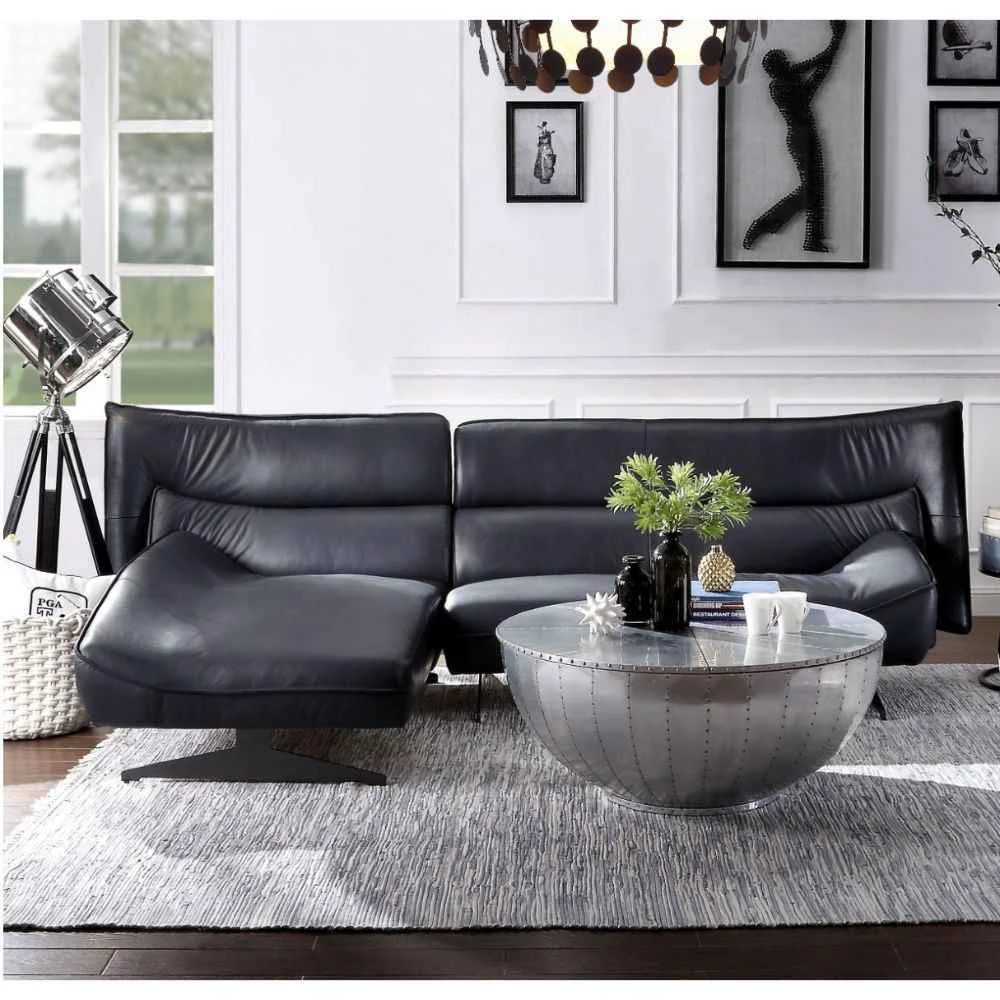Practical Maeko – Sectional Sofa – Dark Gray Top Grain Leather Pure